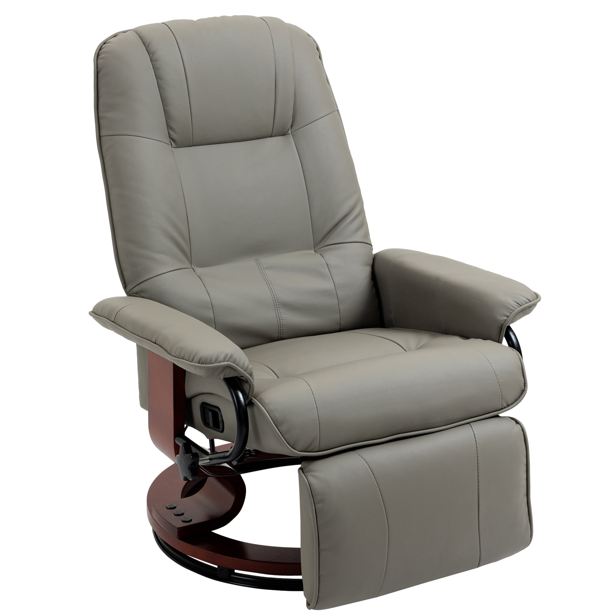 HomCom Faux Leather Adjustable Manual Swivel Base Recliner Chair with Comfortable and Relaxing Footrest
