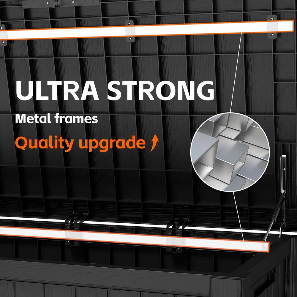 Patiowell PASB120W0 120 Gal. Outdoor Storage Plastic Resin Deck Box Large Patio Storage Container in Black