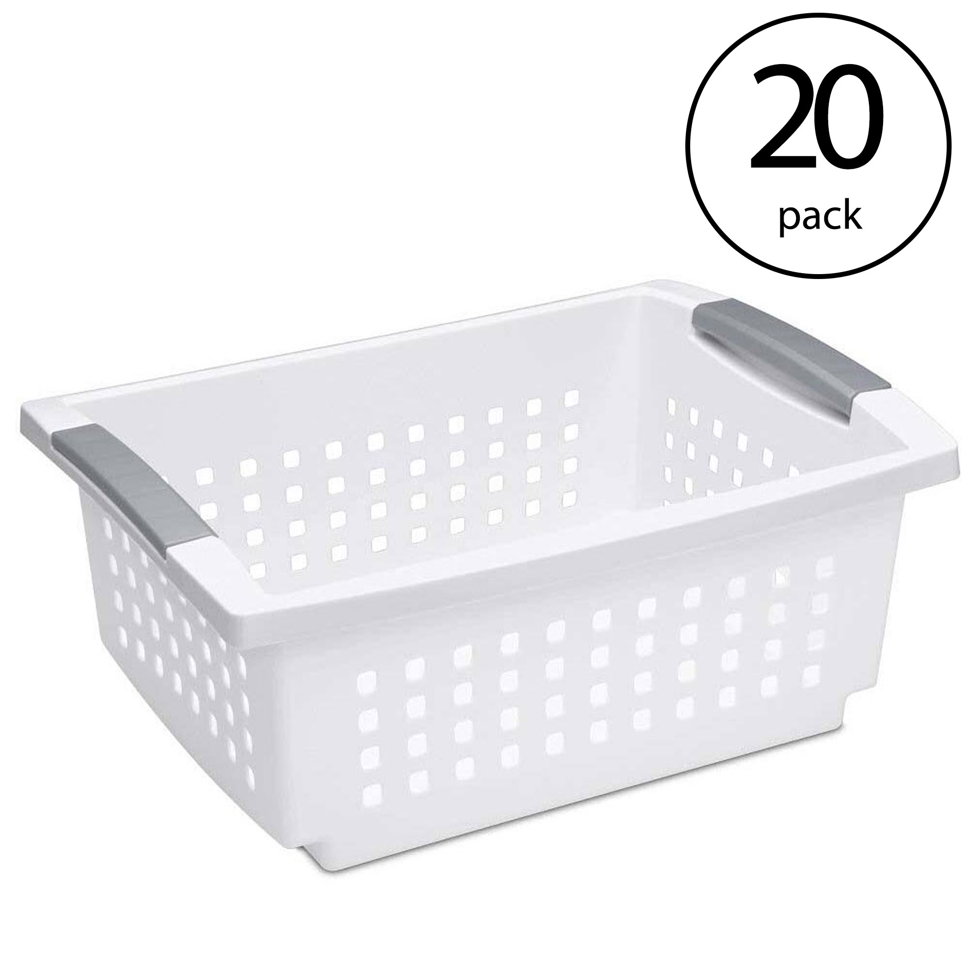 Sterilite Medium Sized Stackable Storage & Organization Basket. (20 Pack)