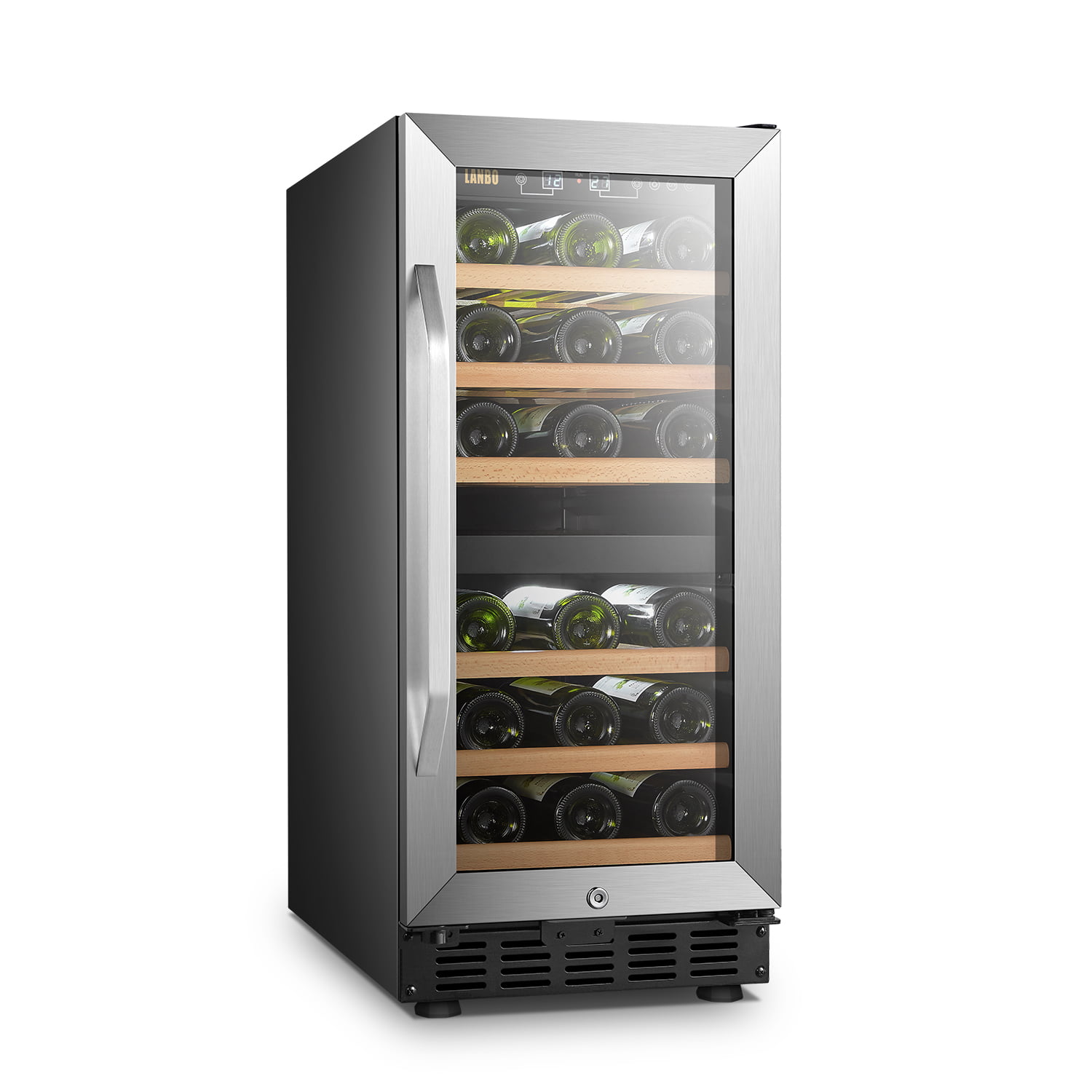 Lanbo 28 Bottle Under Counter Dual Zone Wine Cooler Refrigerator