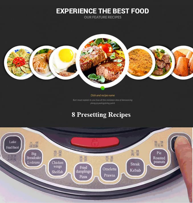 Liven Electric Baking Pan LR-A434 Multi-functional Smokeless Indoor Skillet Griddle. US DuPont Non-Stick Coating. Detachable Upper and Lower Grill Pan