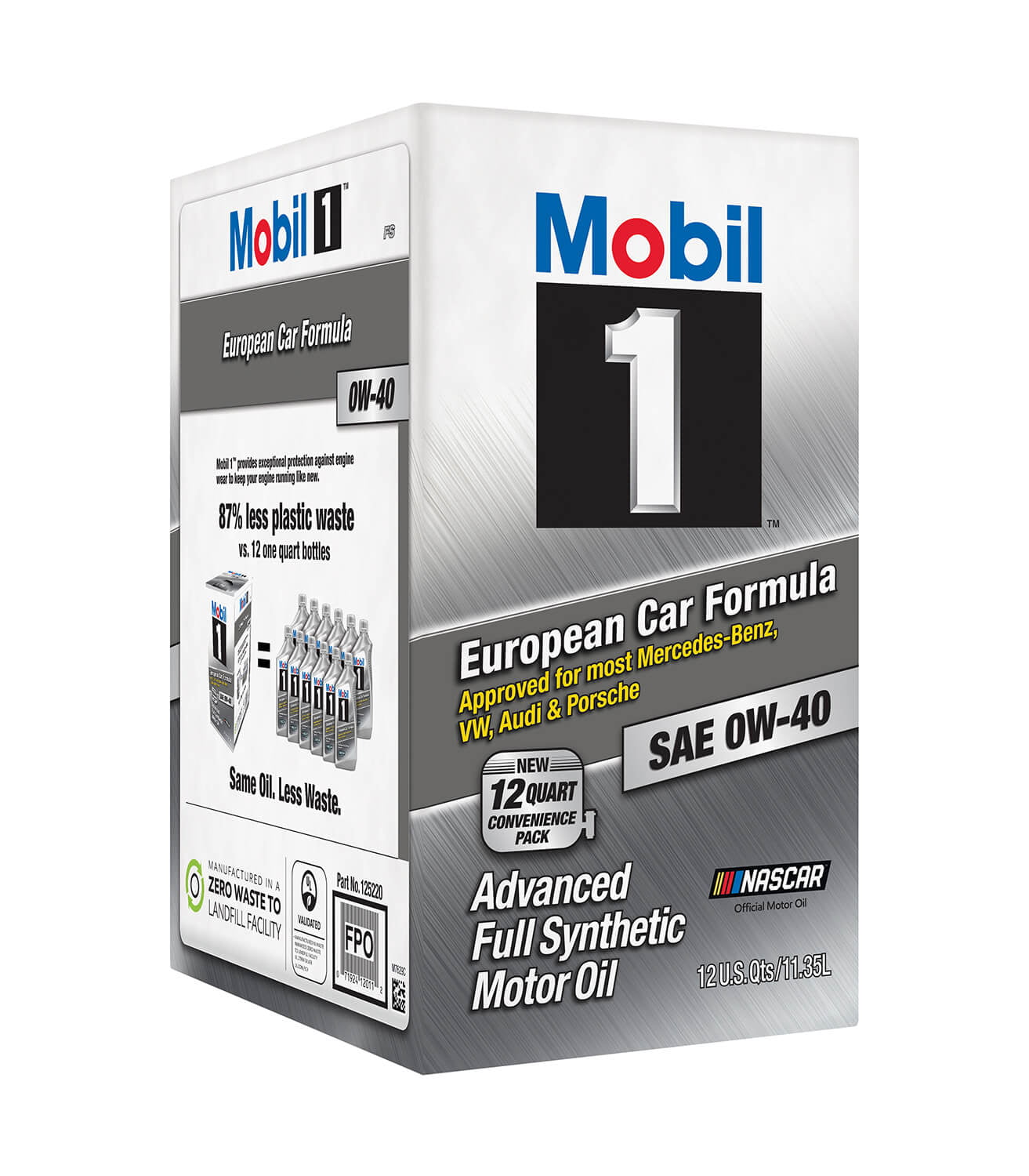 Mobil 1 FS European Car Formula Full Synthetic Motor Oil 0W-40. 12 qt Bag in Box