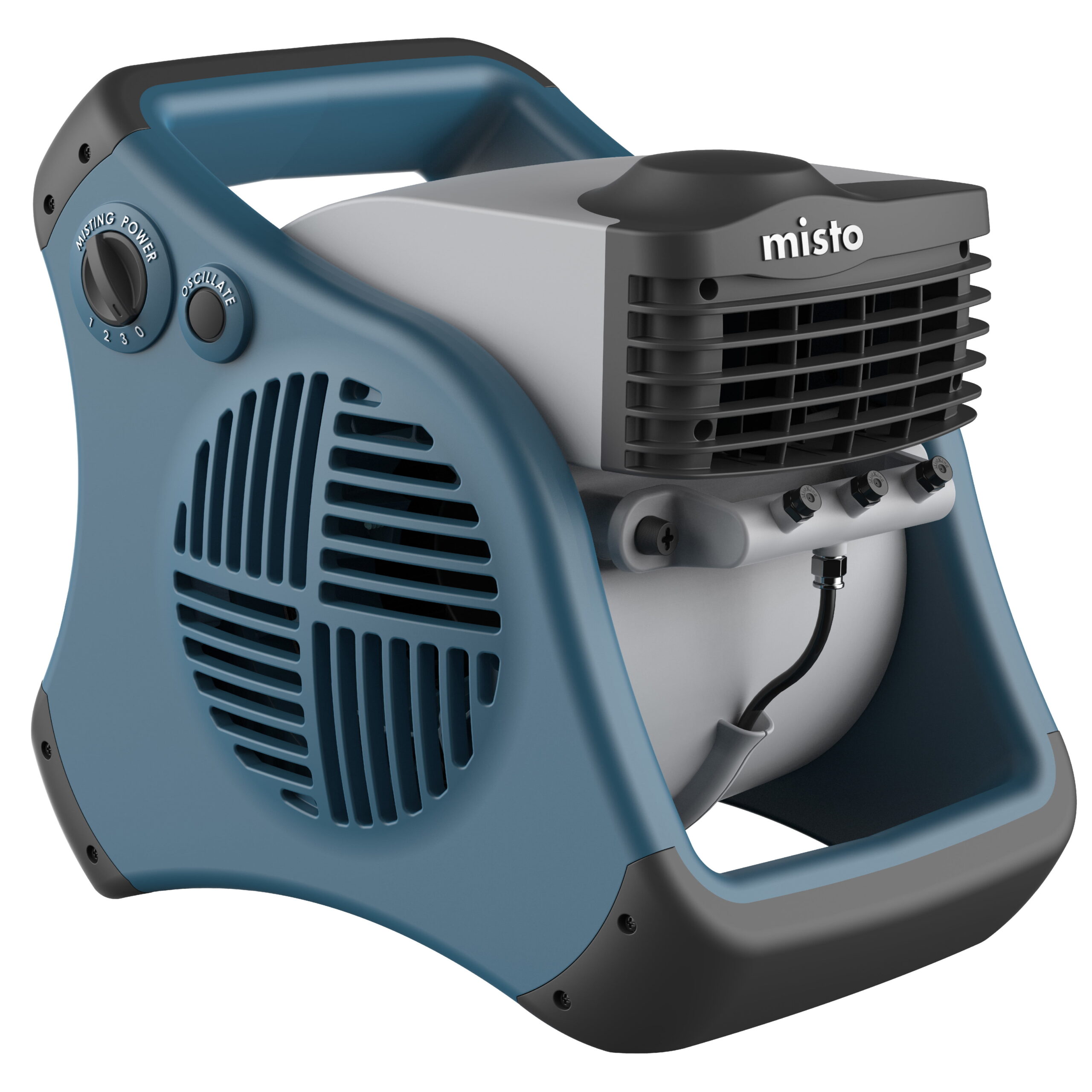 Lasko 15 inch Pivoting Misto Outdoor Misting Fan with GFCI Cord and 3 Speeds. 7054. Blue and Gray