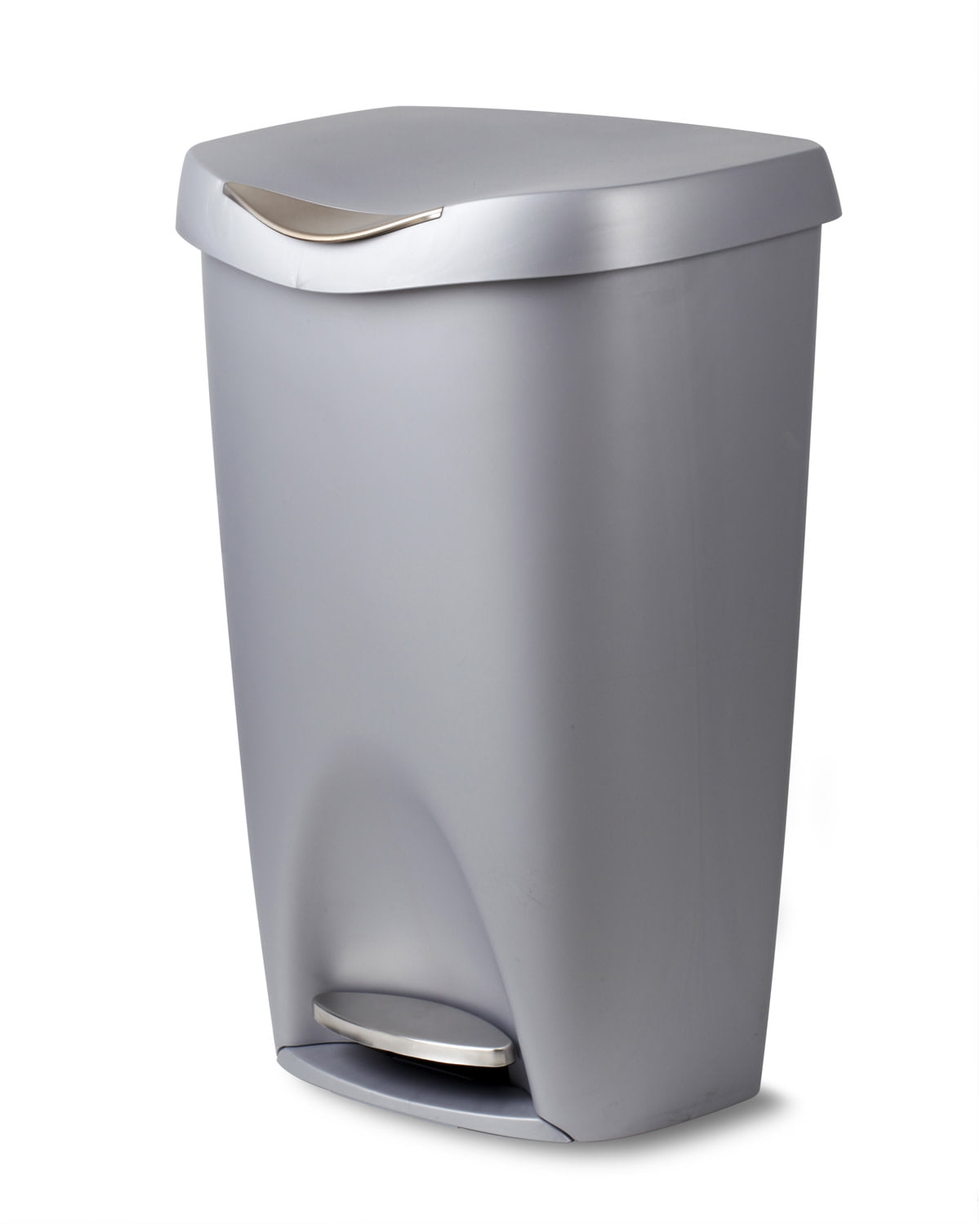 Umbra 13 gal Brim Plastic Step Soft Close Lid Kitchen Trash Can. Nickel