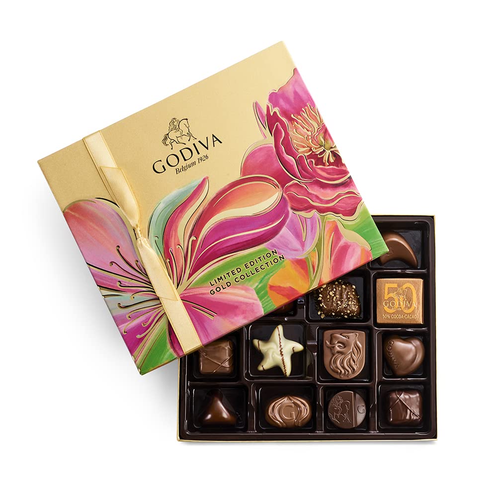 Godiva Chocolatier Spring Gift Box - Assorted Raspberry. Caramel. Dark. Milk and White Chocolate