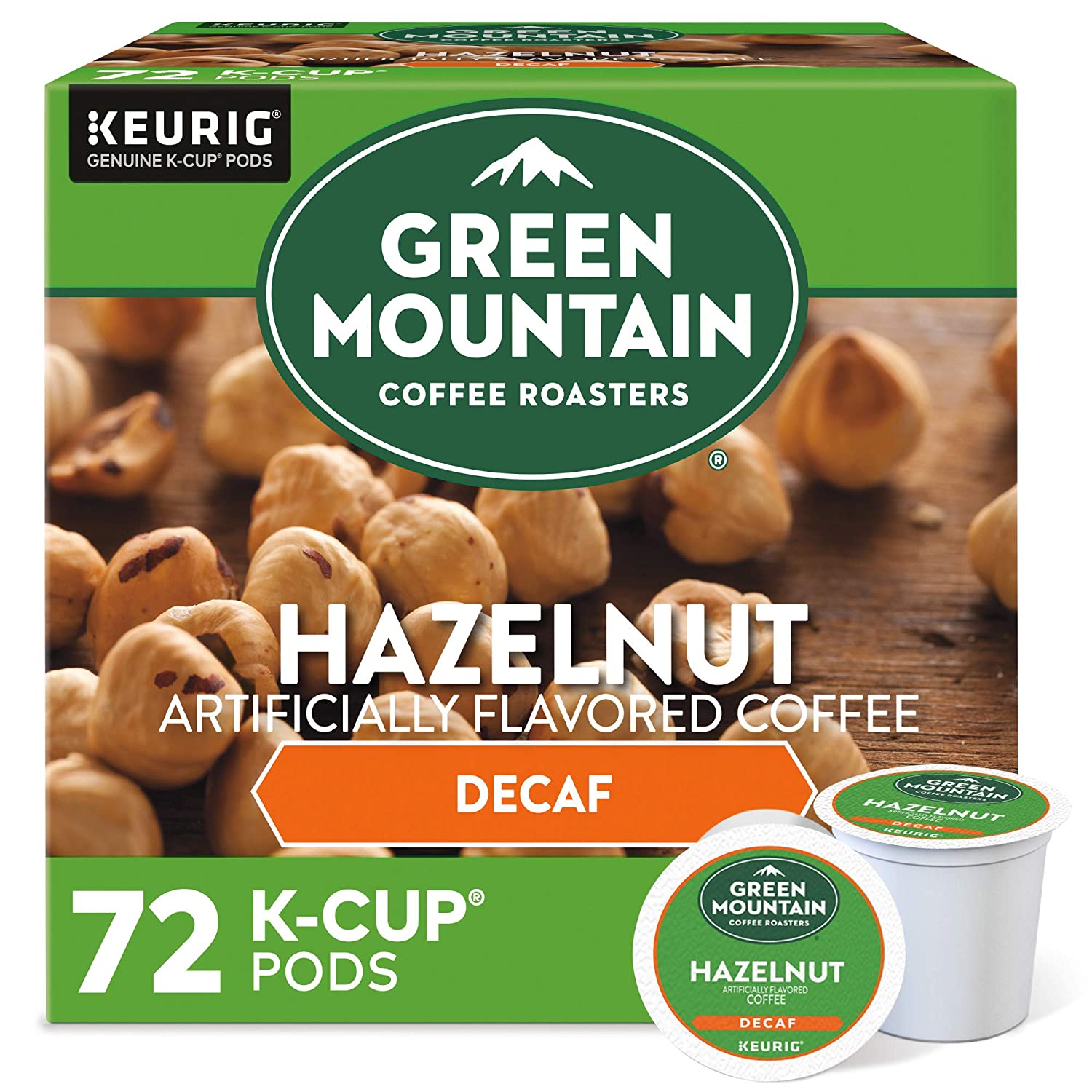 Green Mountain Coffee Roasters Hazelnut. Single Serve Coffee K-Cup Pod. Decaf. 12 Count (Pack of 6) (Packaging May Vary). 72 Count