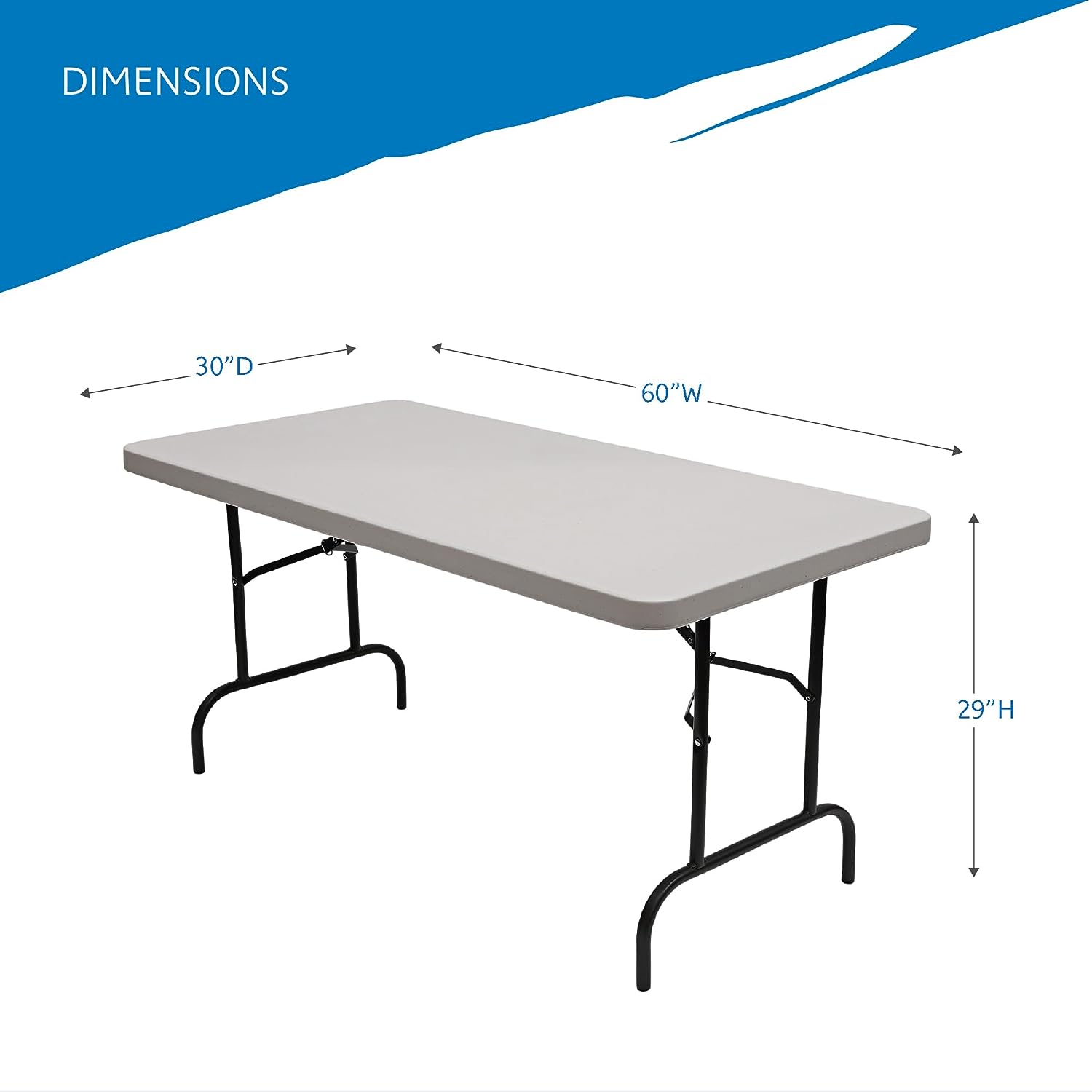 Iceberg - 65513 30″ x 60″ Folding Table. Platinum. IndestrucTable TOO 500 Series (MADE IN USA)
