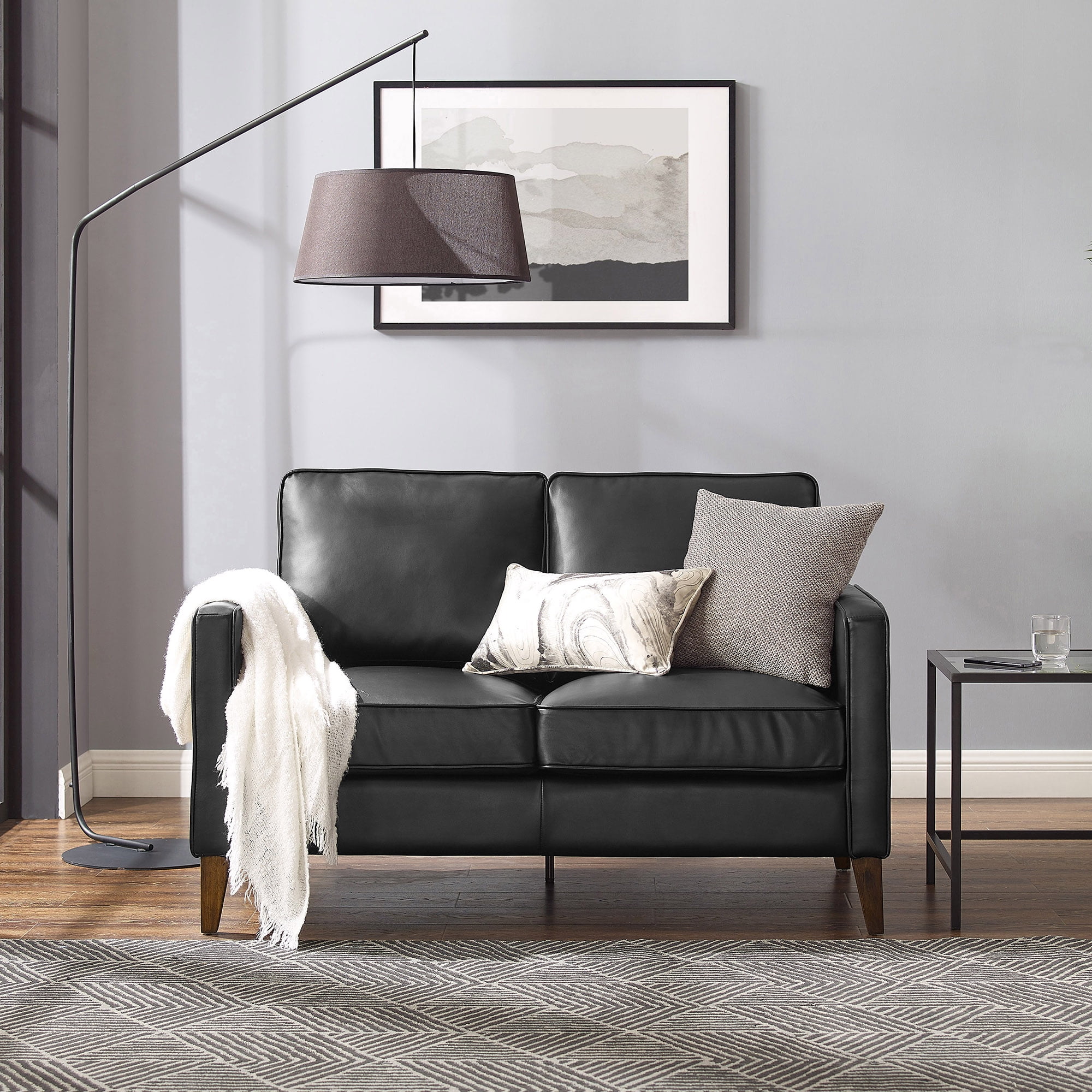 Hillsdale Jianna Faux Leather Loveseat. Black