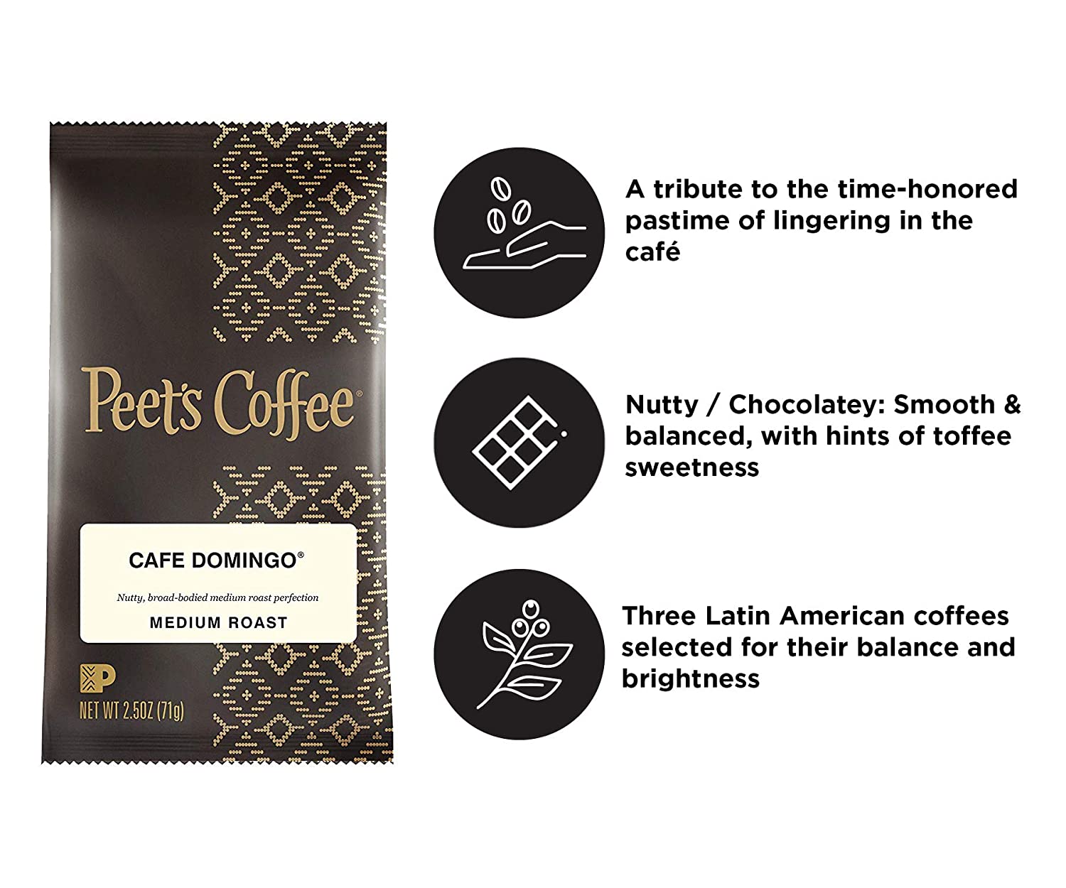 Peet-s Coffee Cafe Frac Pack Café Domingo 2.5 Ounce (Pack of 18) 45 Ounce