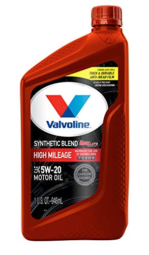 Valvoline High Mileage MaxLife 5W-20 Synthetic Blend Motor Oil. 1 qt. / 6-pack