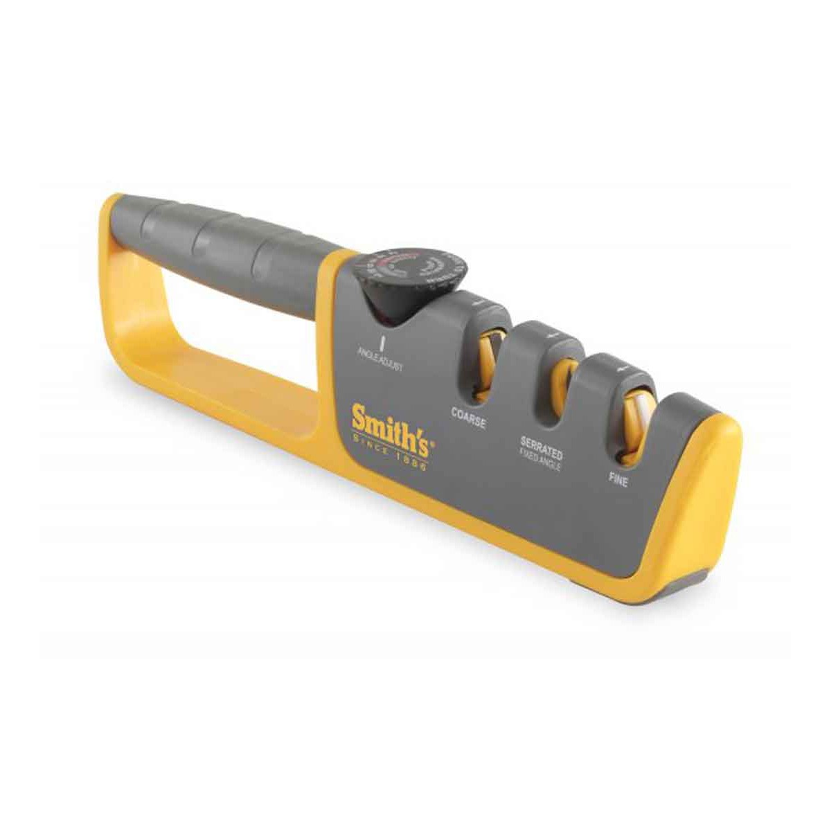 Smith-s 50264 Adjustable Angle Pull-thru Knife Sharpener. Grey/Yellow