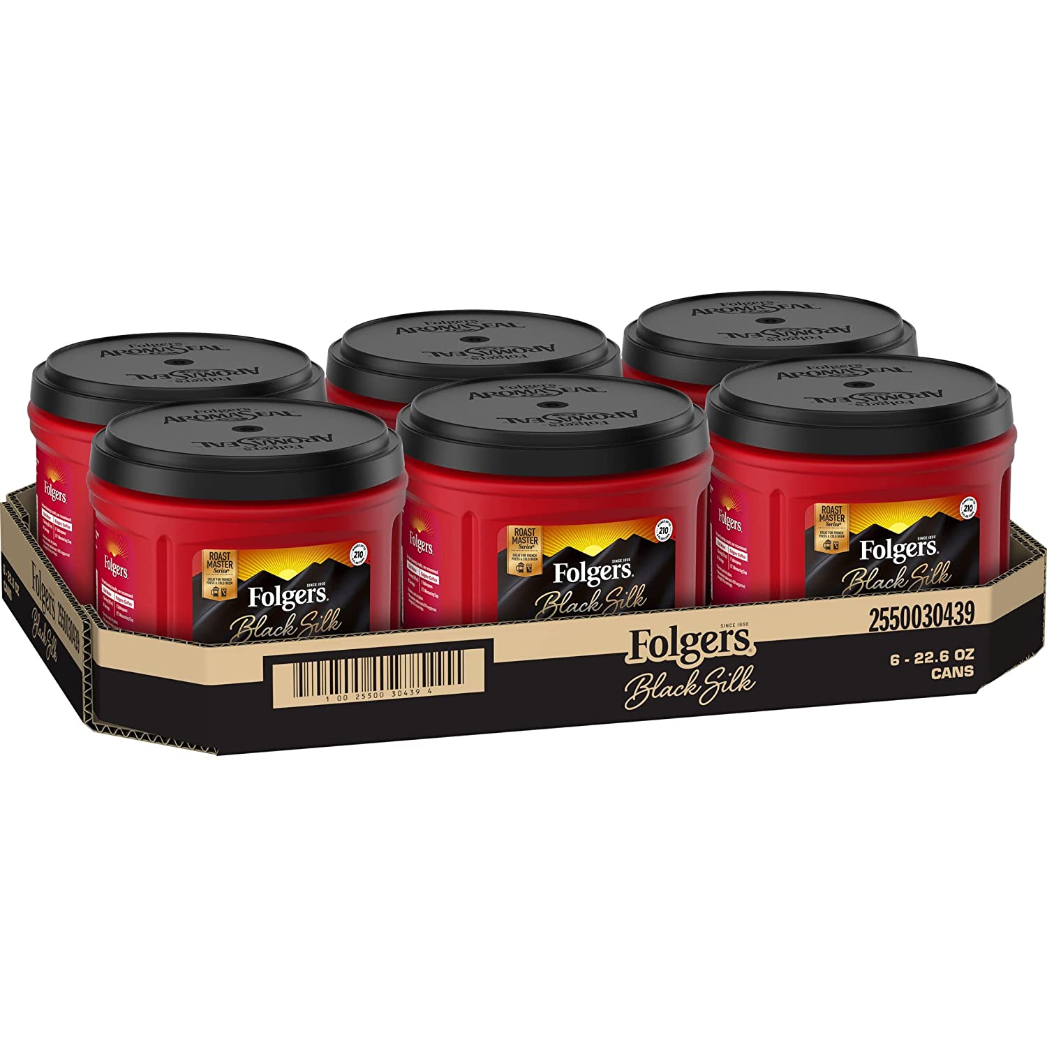 Folgers Black Silk Dark Roast Coffee. 22.6 Ounces (Pack of 6)