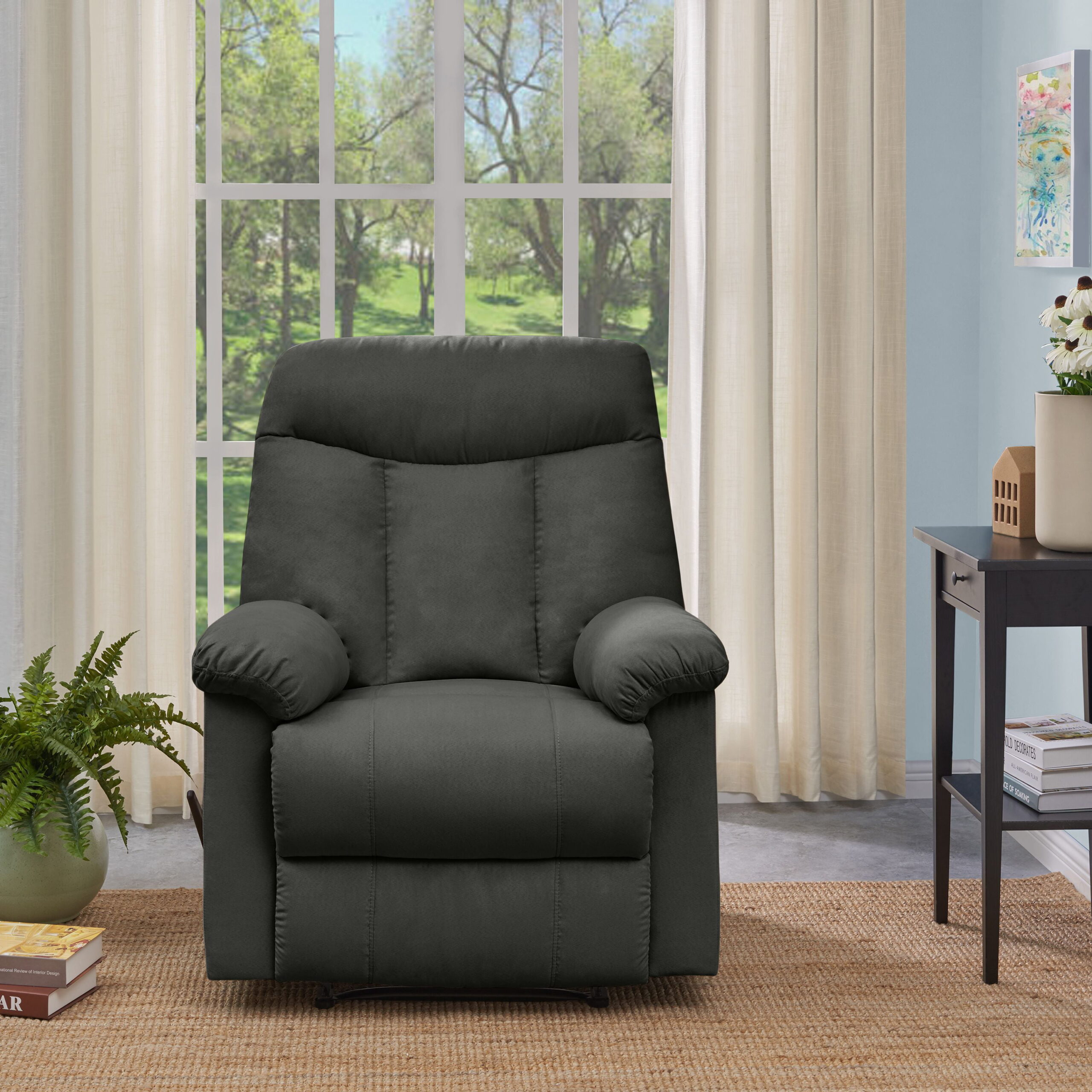 Homesvale Montero Microfiber Wall Hugger Recliner Chair. Gray