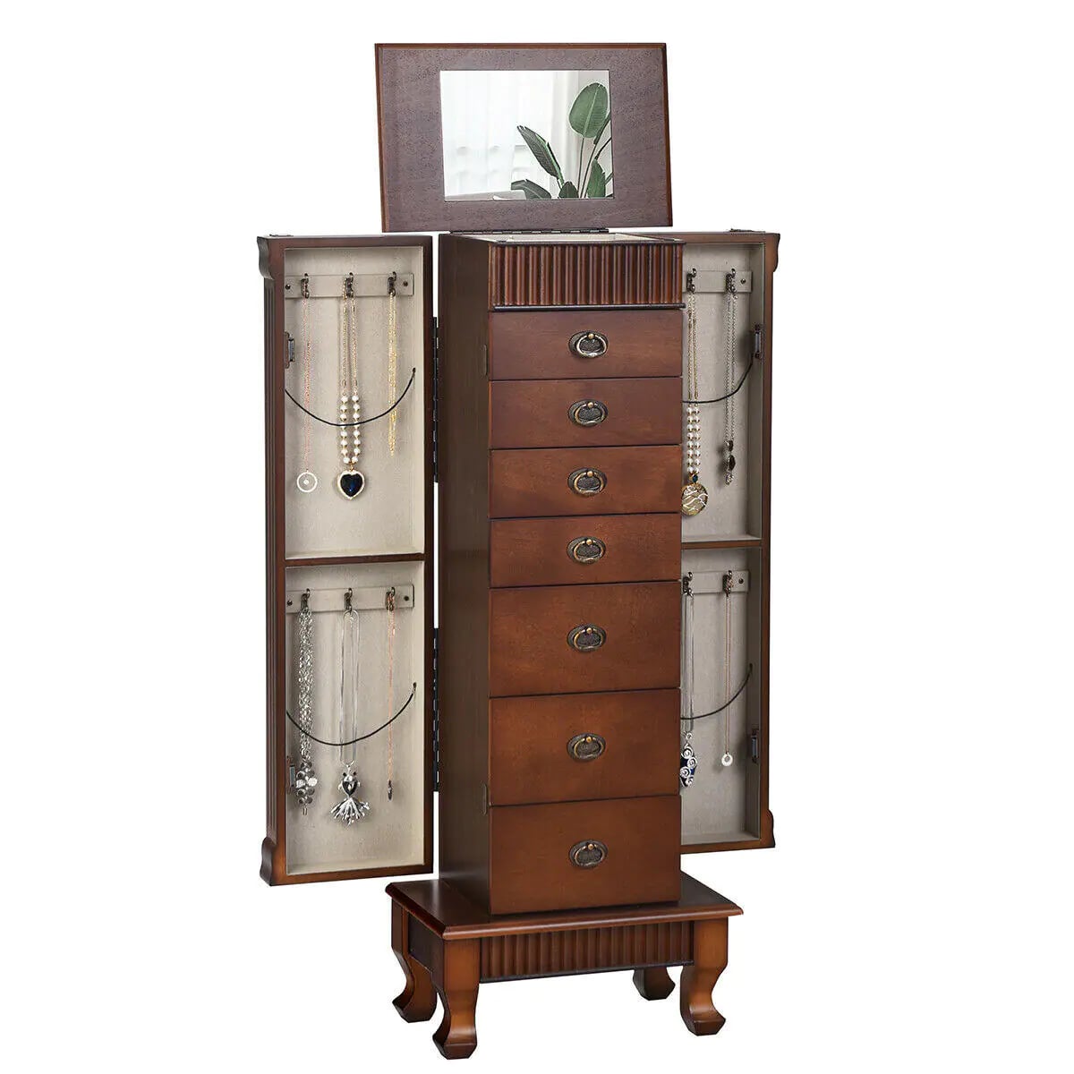 Jewelry Cabinet Armoire Jewelry Box Storage Chest Stand Organizer Wood Christmas Gift