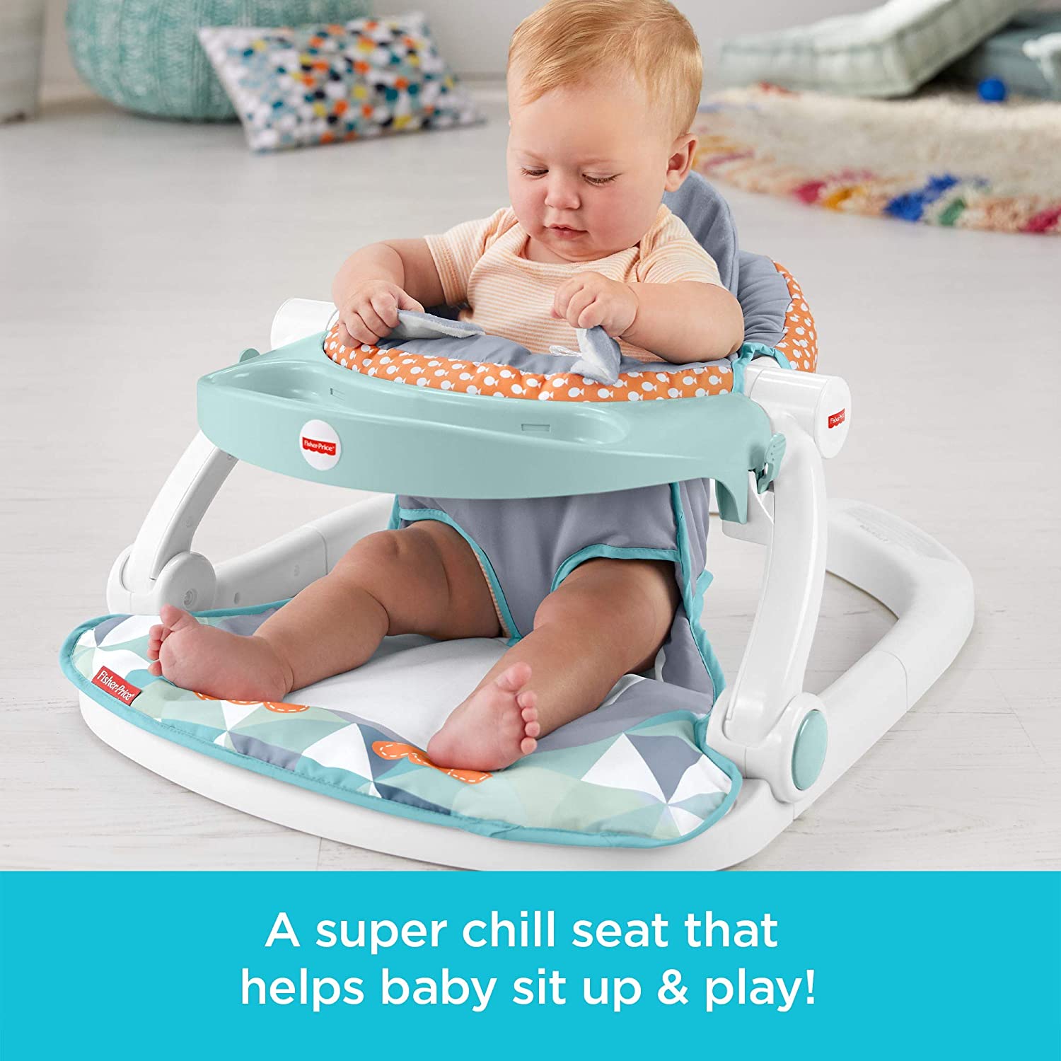 Fisher-Price Portable Baby Chair Sit-Me-Up Floor Seat With Snack Tray And Removable -Toy Bar. Penguin Island