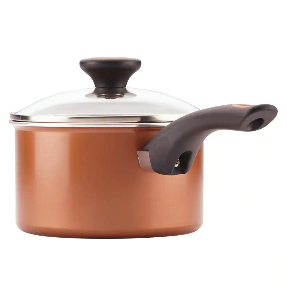 Farberware 10658 Glide 12-Piece Aluminum Ceramic Nonstick Cookware Set in Copper