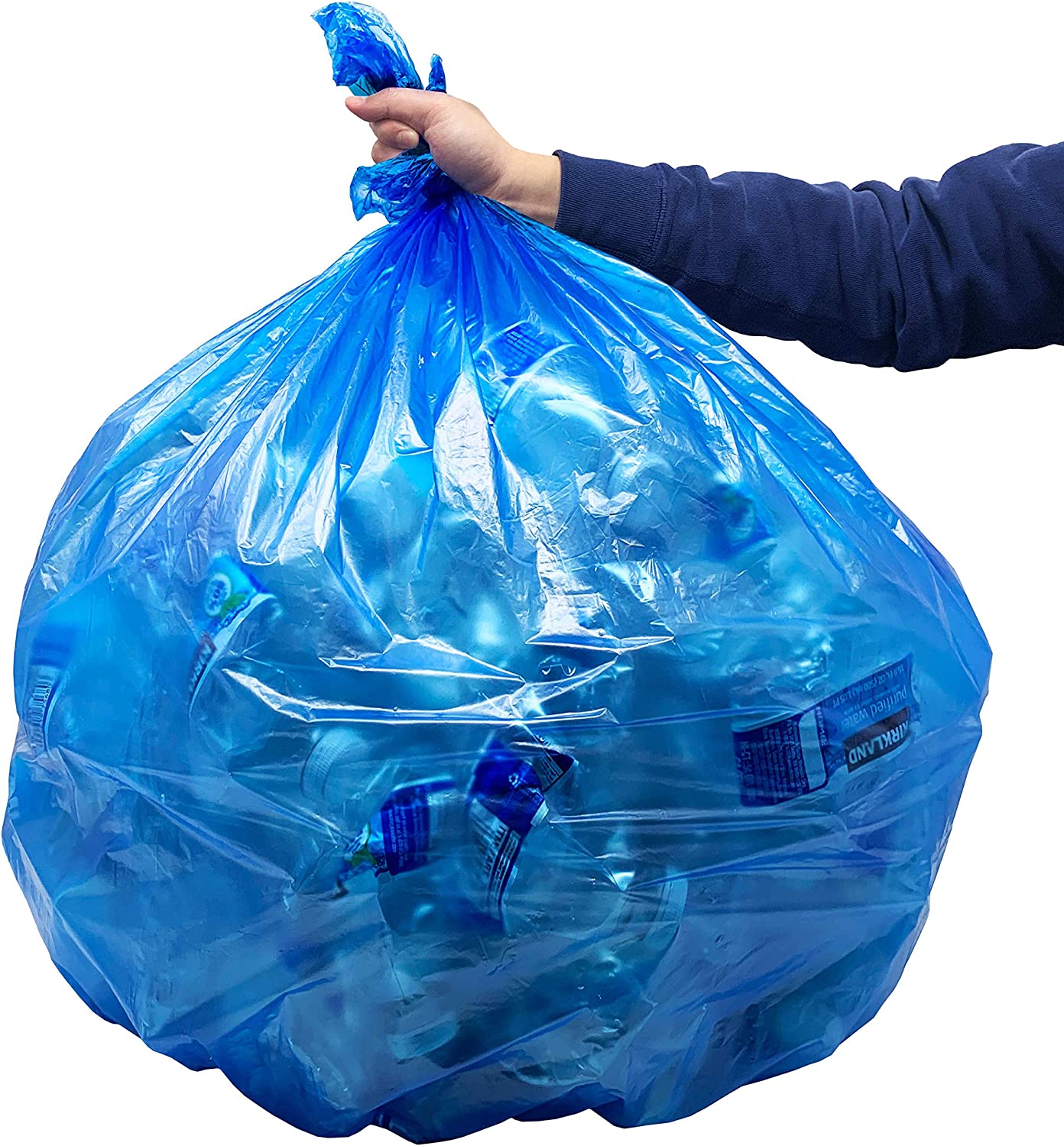 Reli. SuperValue 40-45 Gallon Recycling Bags (100 Count) Blue Trash Bags 40 Gallon - 45 Gallon Capacity (Made in USA) Large Blue Recycling Garbage Bags (31 Gal. 39 Gal. 45 Gal Compatible)