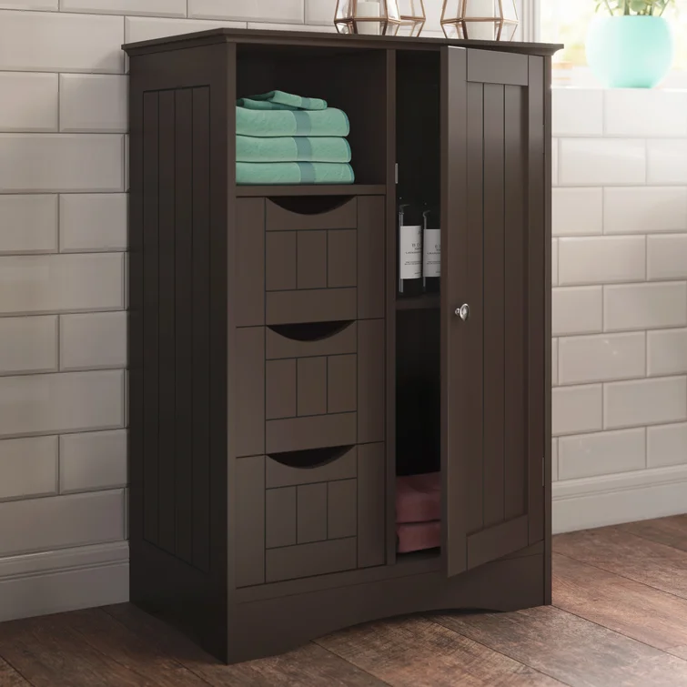 Winston Porter Caril Freestanding Bathroom Cabinet - Espresso