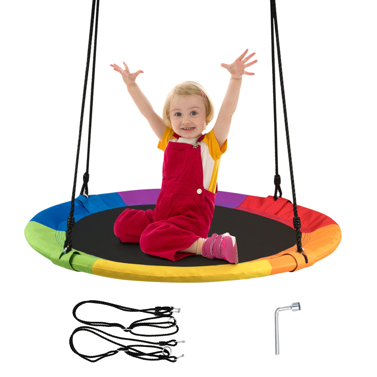 Goplus 40” Flying Saucer Tree Swing Indoor Outdoor Play Set Swing for Kids colorful