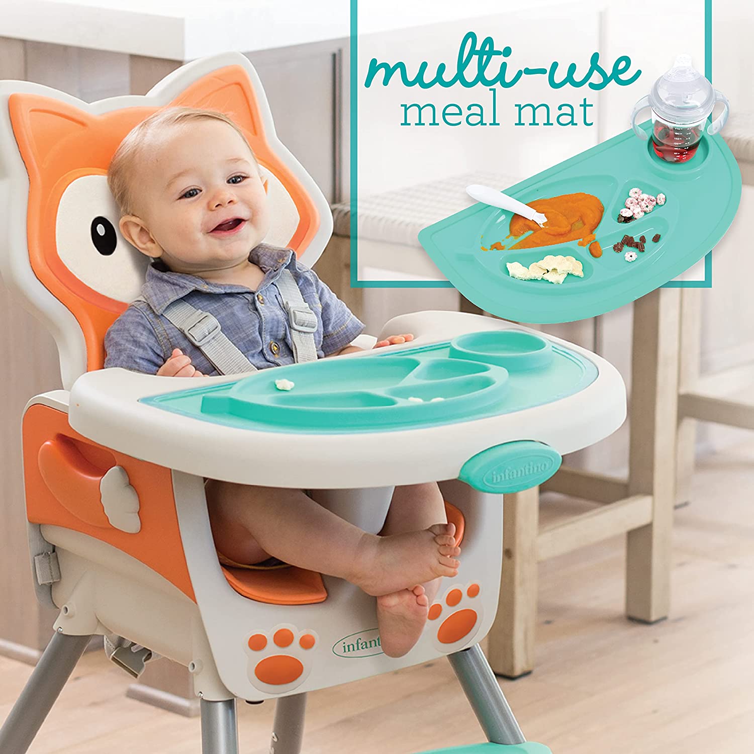 Infantino Grow-With-Me 4-in-1 Convertible High Chair. in a Fox-Themed Design