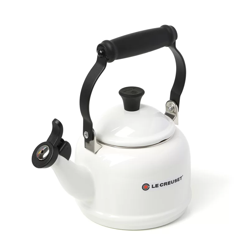 Le Creuset Q9401-16 Enamel On Steel Demi Tea Kettle. 1.25 qt.. White