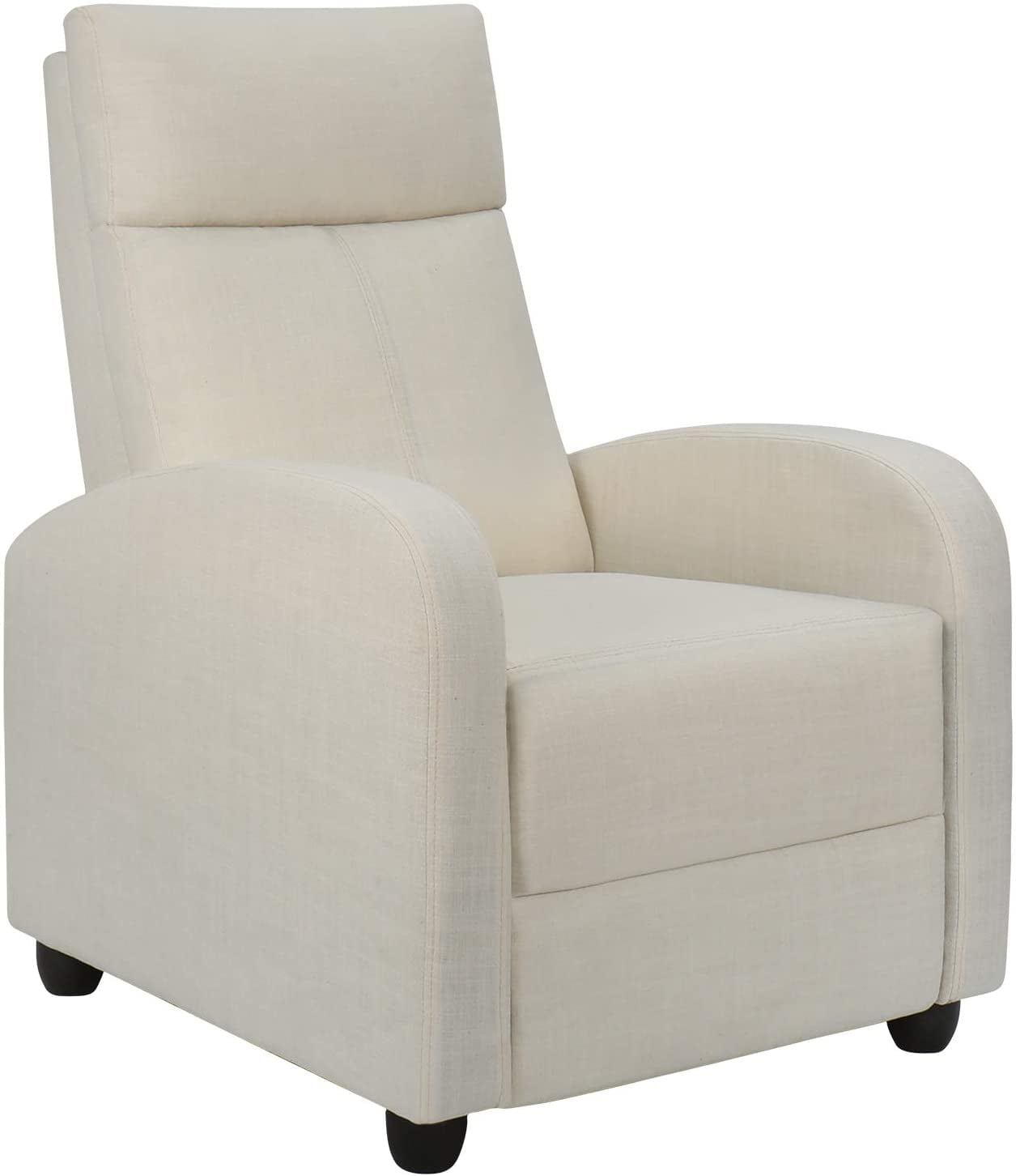 Lacoo Padded Push Back Fabric Single Recliner for Living Room. White