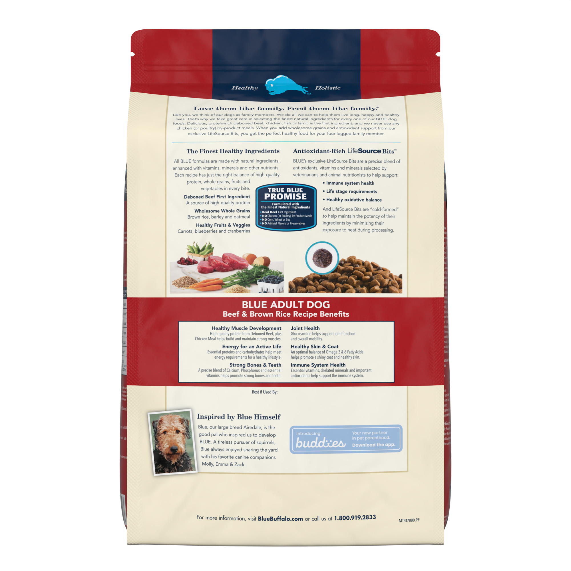 Blue Buffalo Blue Life Protection Formula Natural Adult Beef and Brown Rice Dry Dog Food. 15 lbs.