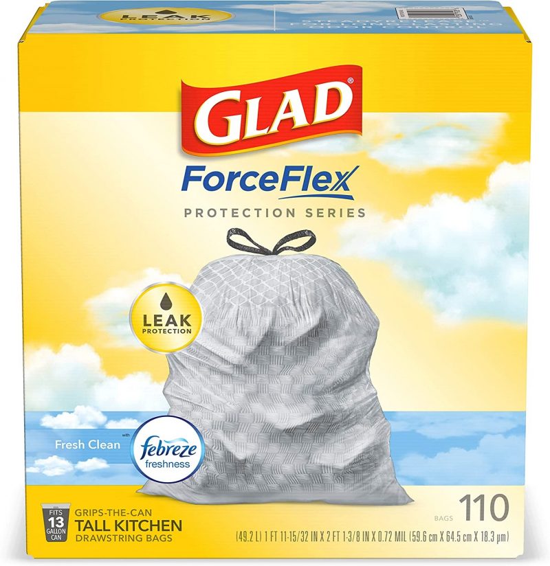 Glad ForceFlex Protection Series Tall Kitchen Trash Bags. 13 Gal. 110 Ct (Package May Vary)
