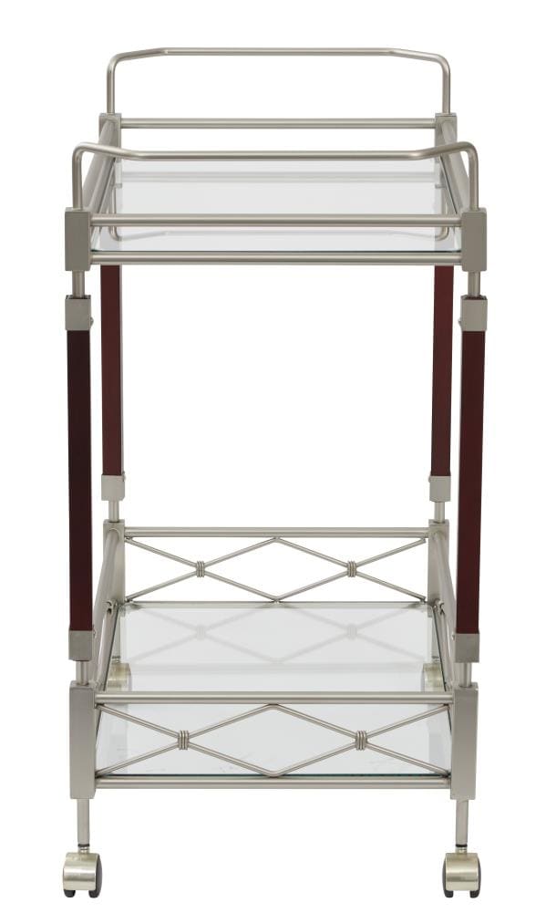 OSP Home Furnishings Chrome Metal Base with Glass Top Rolling Kitchen Cart (16.38-in x 31.25-in x 30-in)
