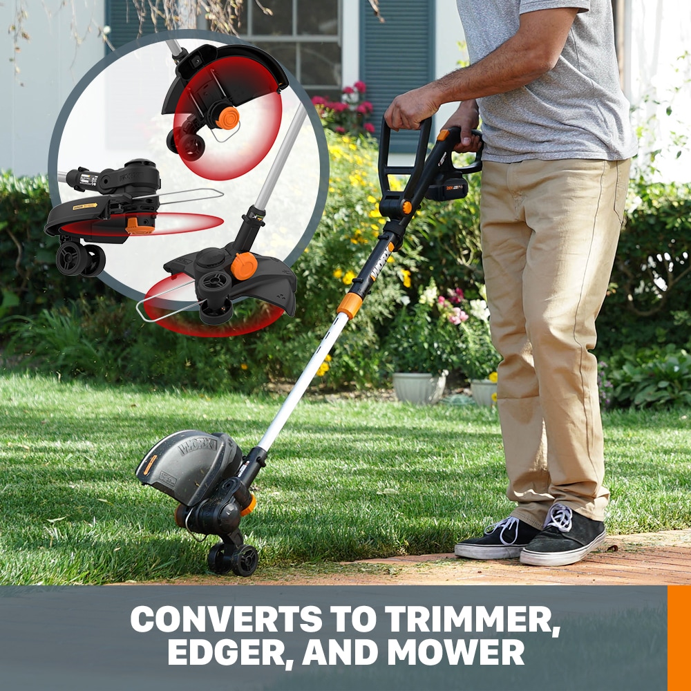 WORX Weed Wacker POWER SHARE 4Ah 20-volt 12-in Telescopic Battery String Trimmer with Edger Conversion Capable 4 Ah (Battery and Charger Included)