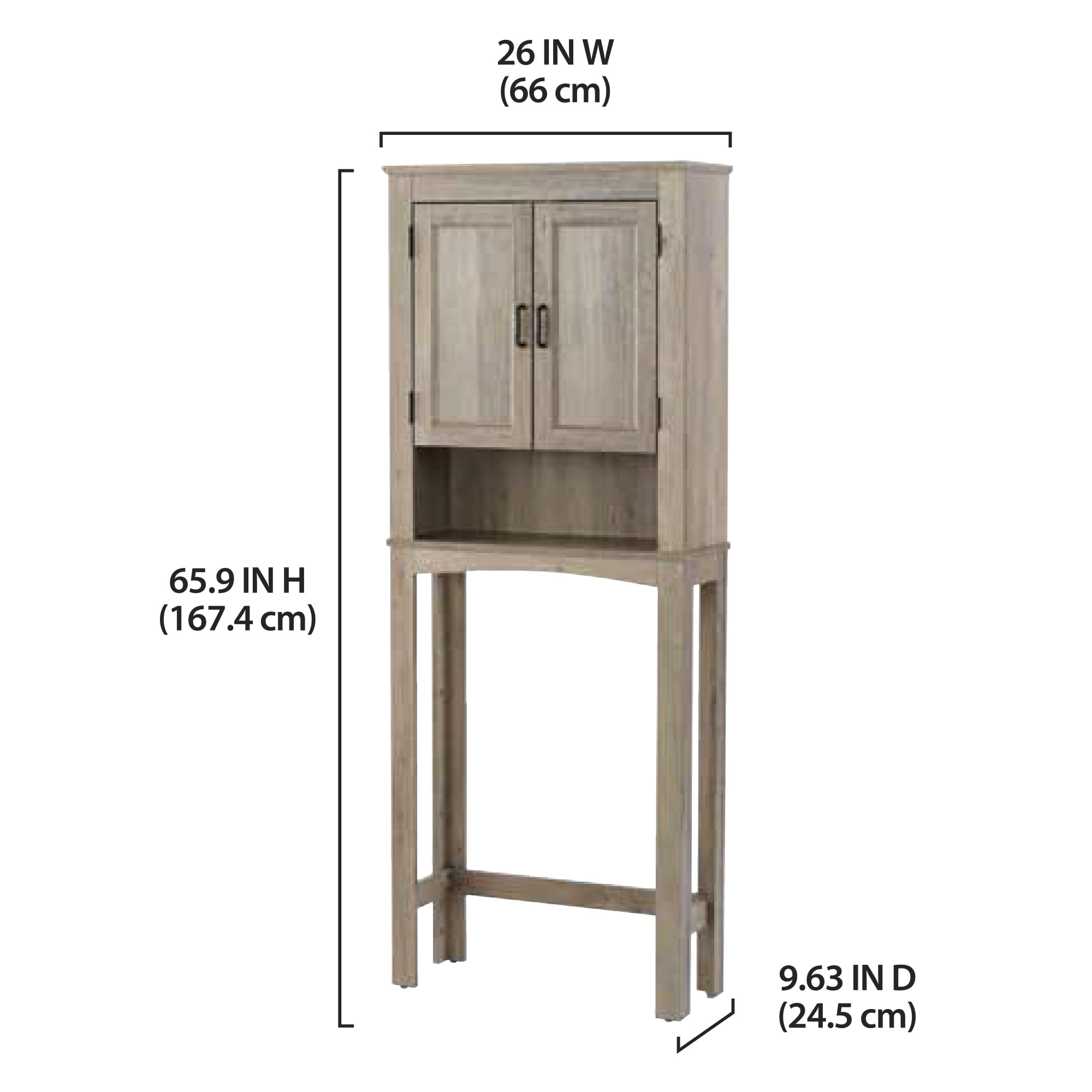 Rustic Gray 26 in. W Bathroom Space Saver. Better Homes & Gardens over the Toilet Storage Cabinet