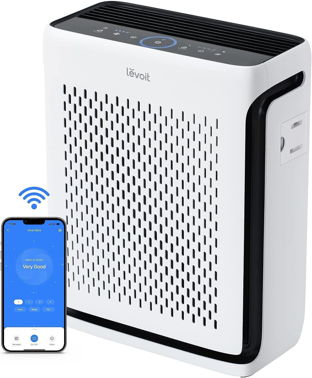 LEVOIT Air Purifiers for Home Large Room Bedroom Up to 1110 Ft² with Air Quality and Light Sensors. Smart WiFi. Washable Filters. HEPA Filter Captures Pet Hair. Allergies. Dust. Smoke. Vital 100S
