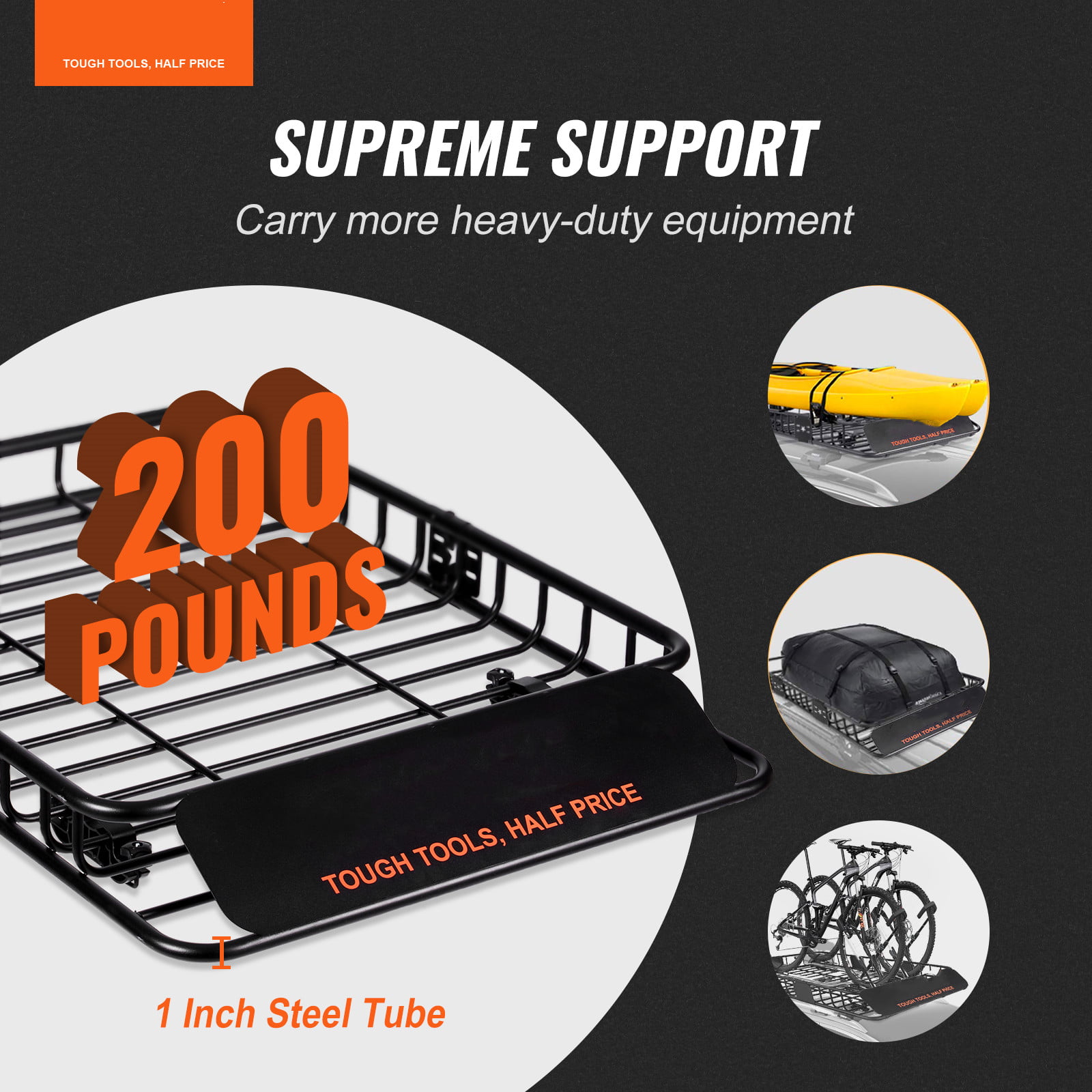 BENTISM Roof Rack Cargo Basket 200 LBS Capacity 46″x36″x4.5″ Heavy Duty Car Top Holder for SUV Truck