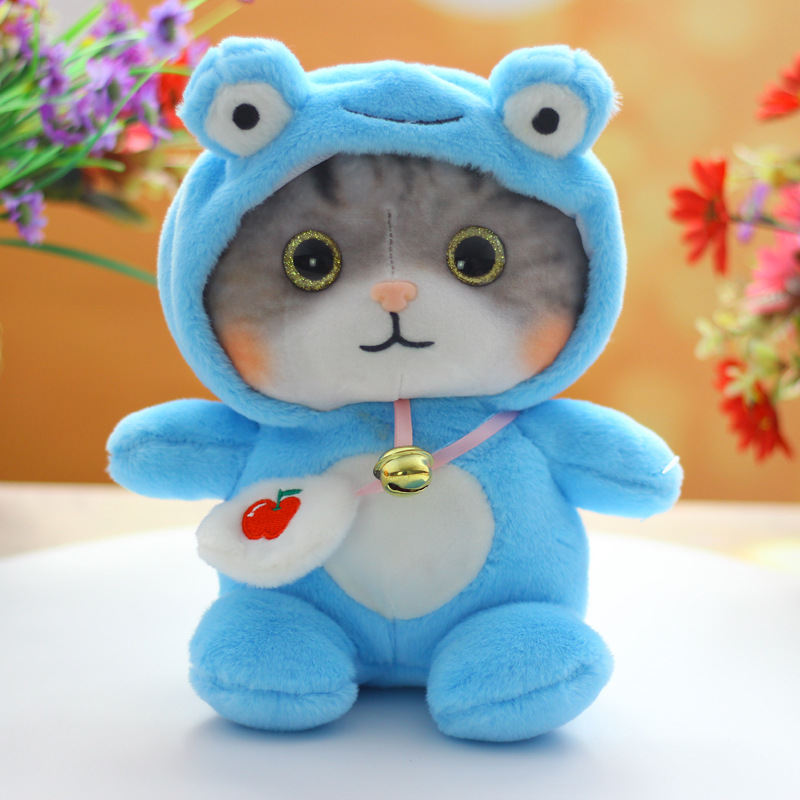 Cute Big Eye Ty Cat Stuffed Plush Toys with Clothing Bag Kawaii 18 cm. Mini Animal Cat. 7 inches