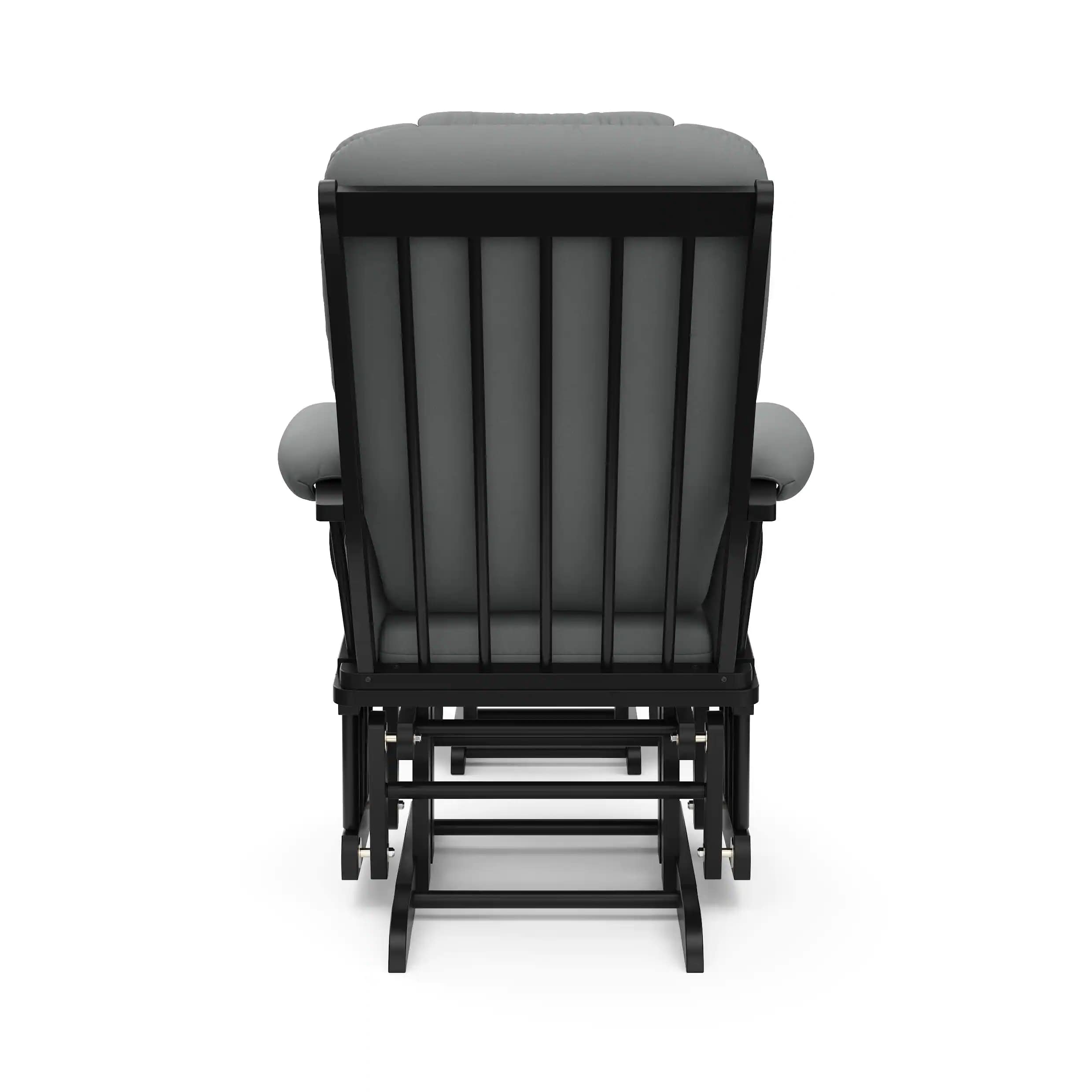 Storkcraft Tuscany Gray Cushion Black Glider and Ottoman Set