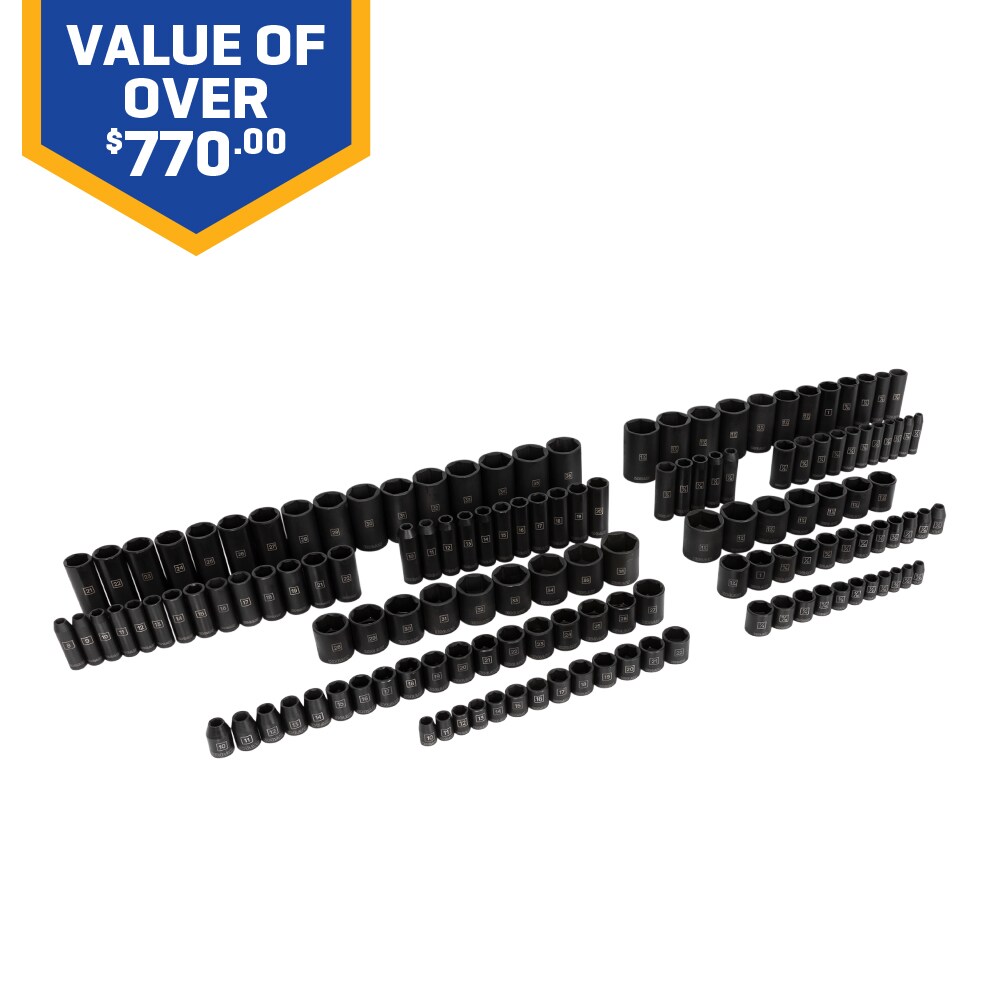 Kobalt 139-Piece Standard (SAE) and Metric 1/2-in;3/8-in Drive Set 6-point Impact Socket Set