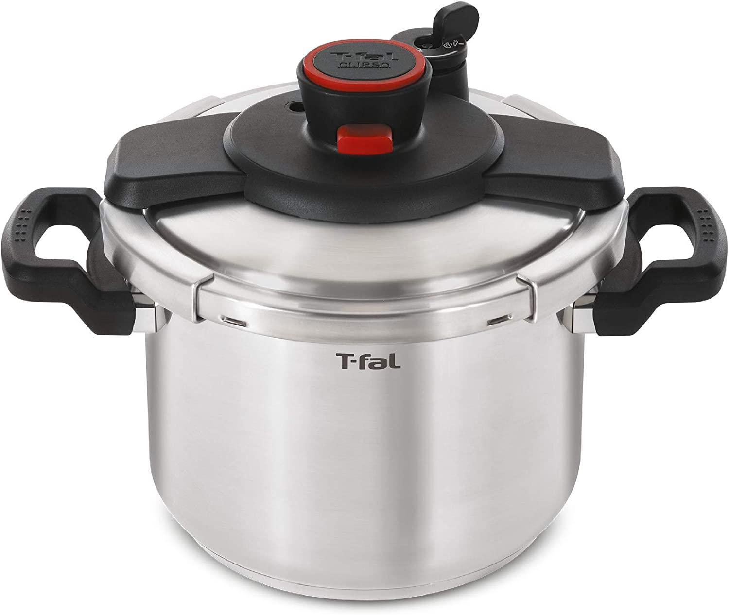 T-fal P45009 Clipso Stainless Steel Dishwasher Safe PTFE PFOA and Cadmium Free 12-PSI Pressure Cooker Cookware. 8-Quart. Silver