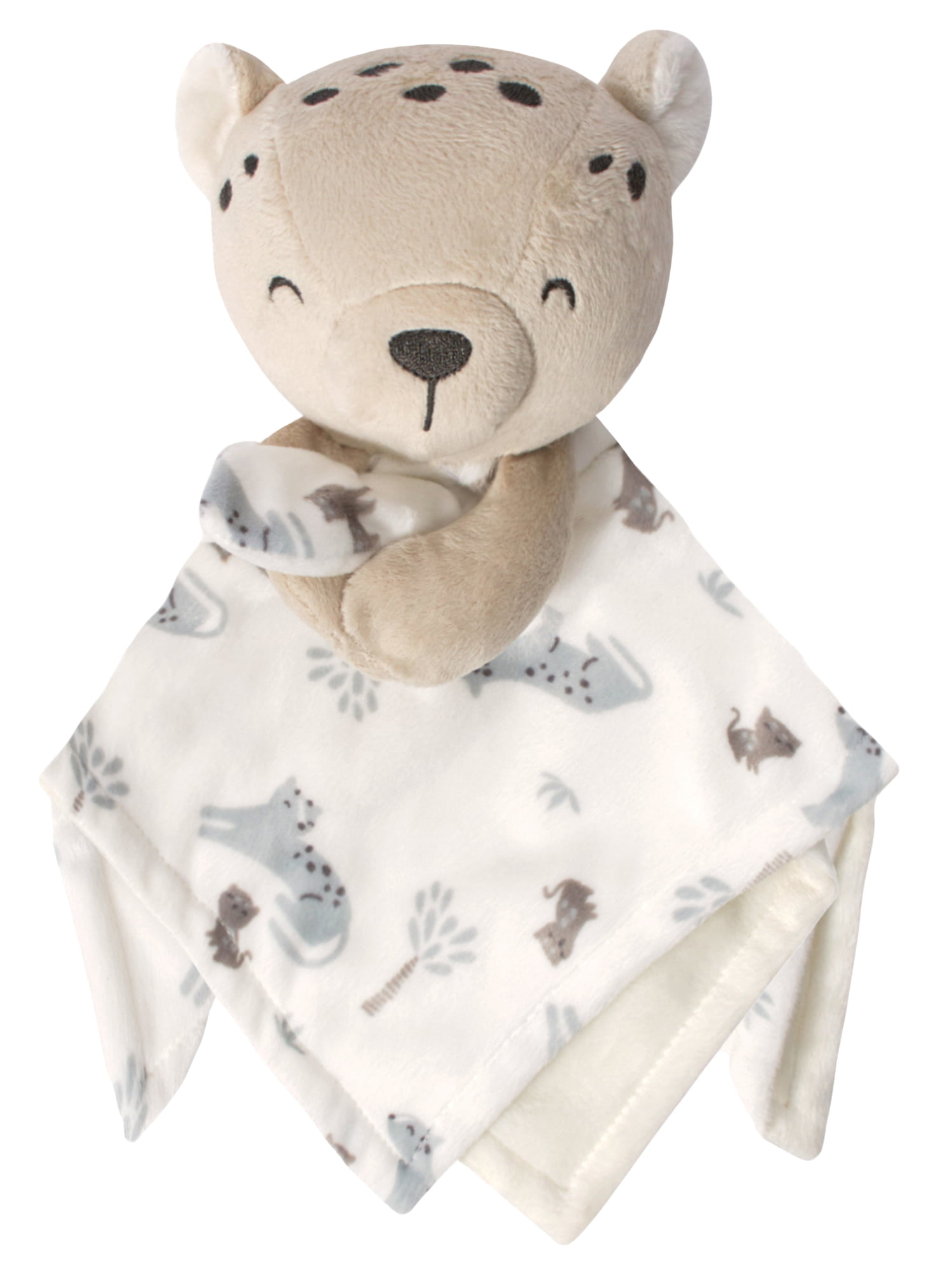 Modern Moments by Gerber Baby & Toddler Girl or Boy Plush Security Blanket. Gray Cheetah