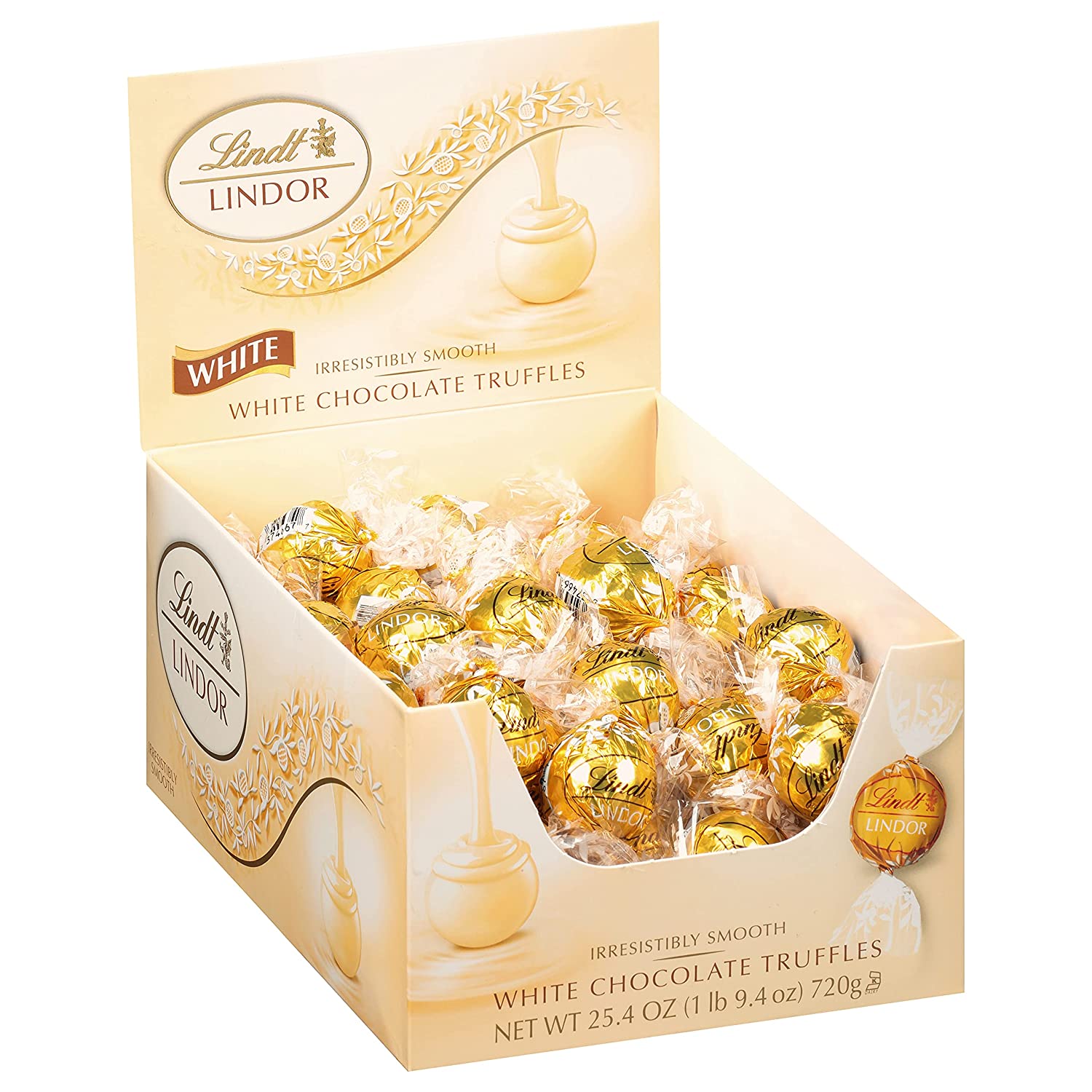 Lindt LINDOR White Chocolate Truffles. Gluten Free & Kosher. 60 Count Box
