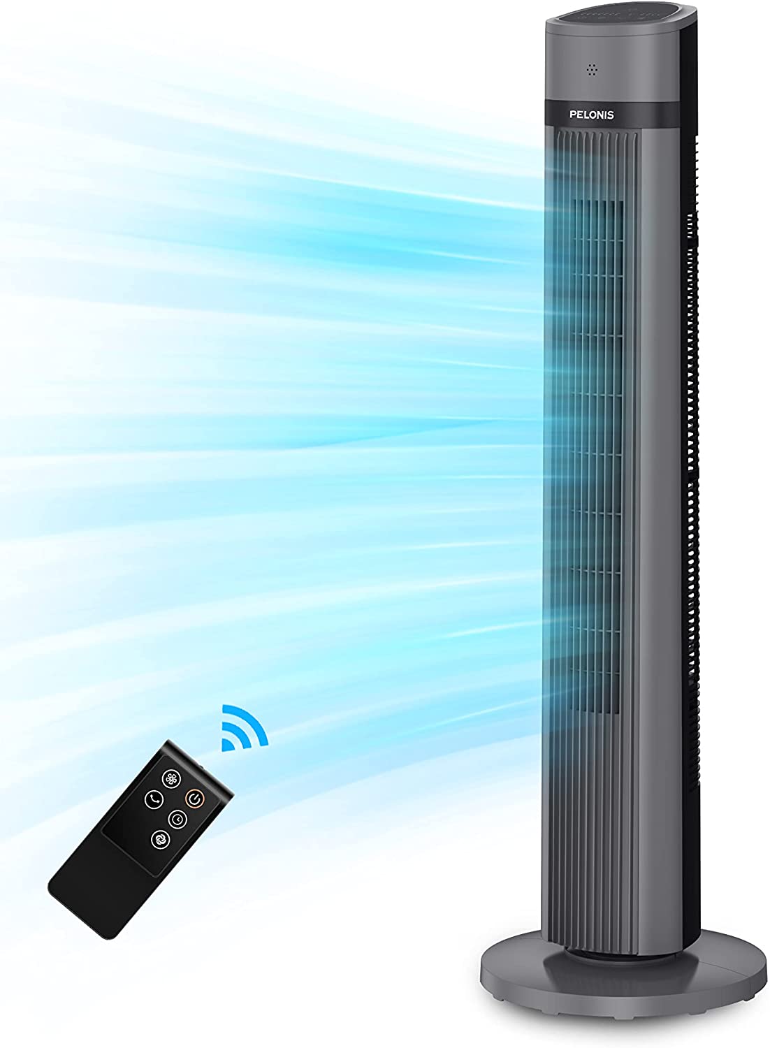 PELONIS 40”Oscillating Tower Fan | Remote Control 3 Modes | LED Display | Black