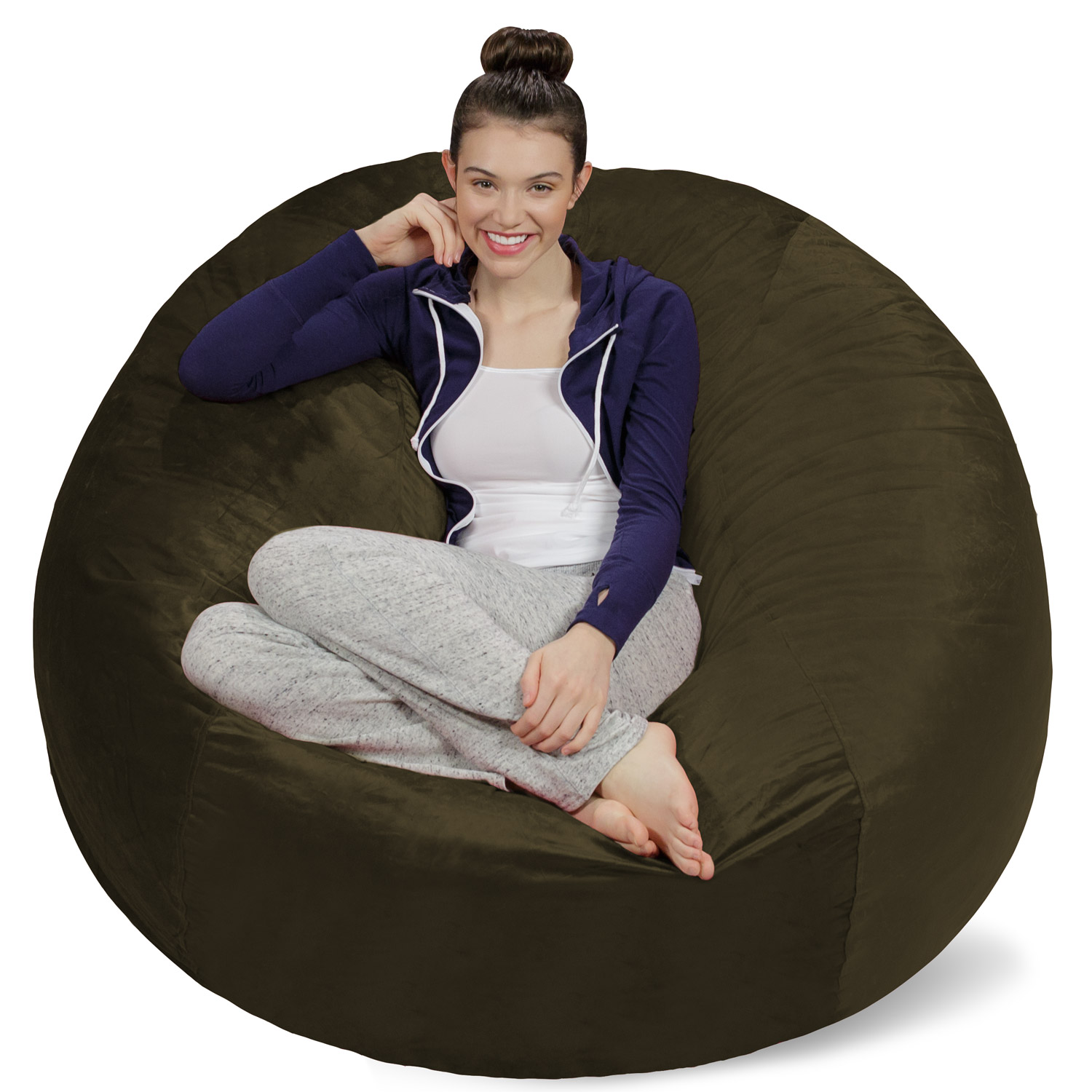 Sofa Sack Bean Bag Chair. Memory Foam Lounger with Microsuede Cover. Kids. Adults. 5 ft. Olive