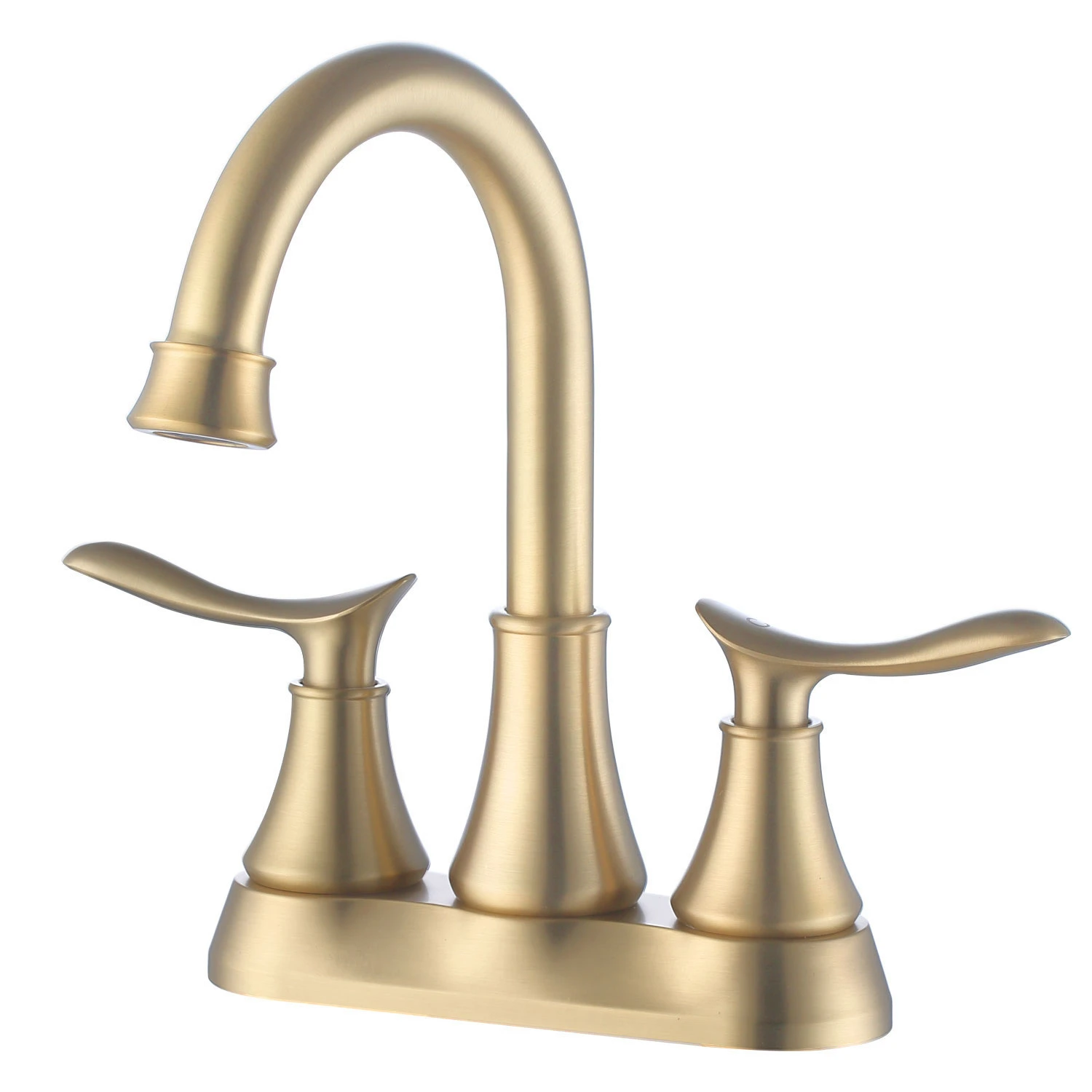 DISCOUNTTODAY 2 Handle Bathroom Sink Faucet. 4″ Lavatory Vanity Faucet. Centerset Faucet with Pop-up Drain & Supply Lines (Gold)
