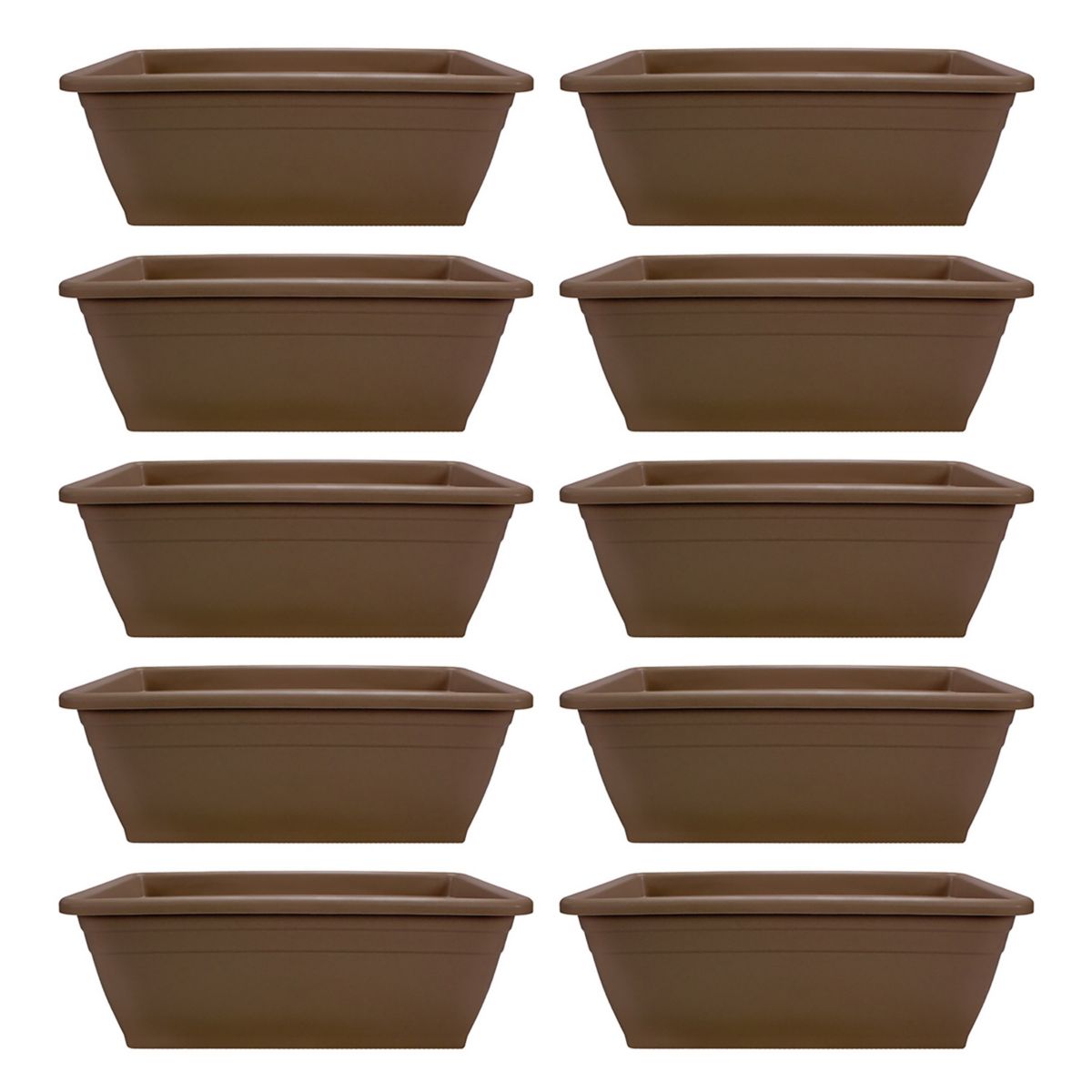 HC Companies 12-Inch Outdoor Plastic Deck Flower Plant Box. Chocolate (10 Pack)