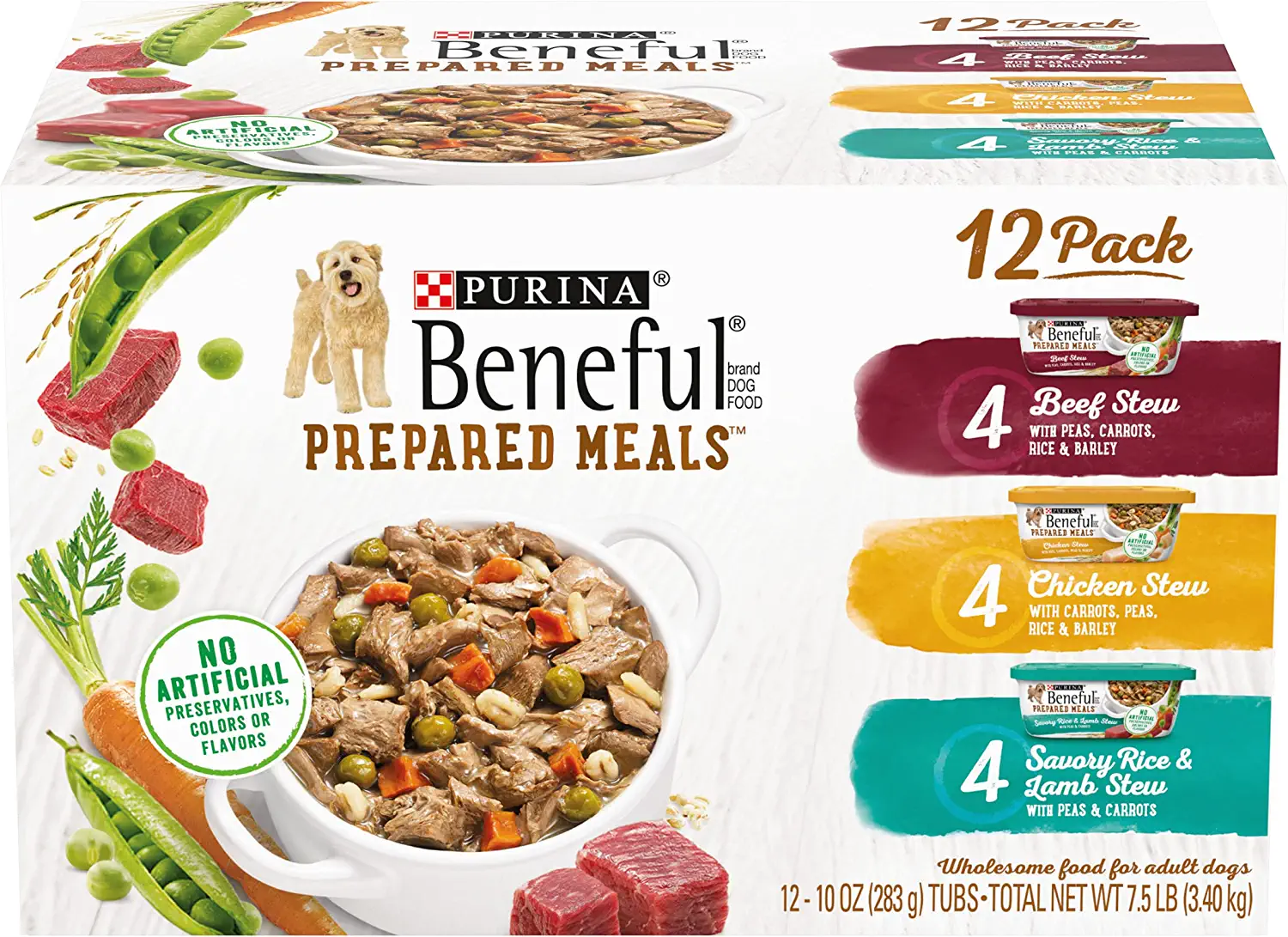 Purina Beneful High Protein Gravy Wet Dog Food Variety Pack. Prepared Meals Stew - (12) 10 oz. Tubs