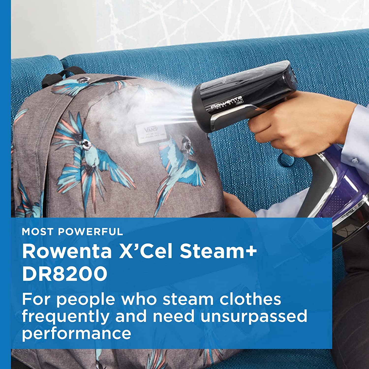 Rowenta DR8220U0 X-Cel Handheld Steamer: For Clothes. Furniture. Pet Beds. Toys. Medium. Black And Blue