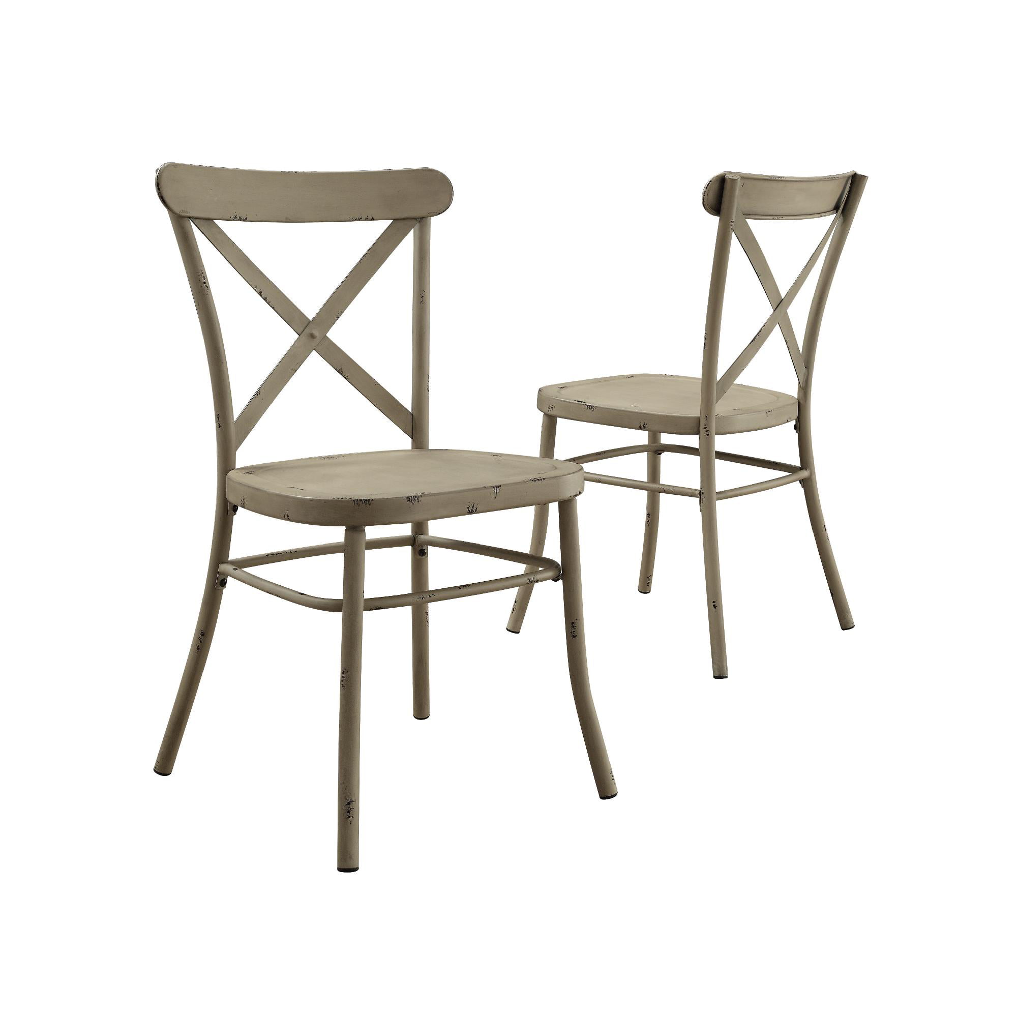 Better Homes and Gardens Collin Distressed White Dining Chair. Set of 2. Light Brown