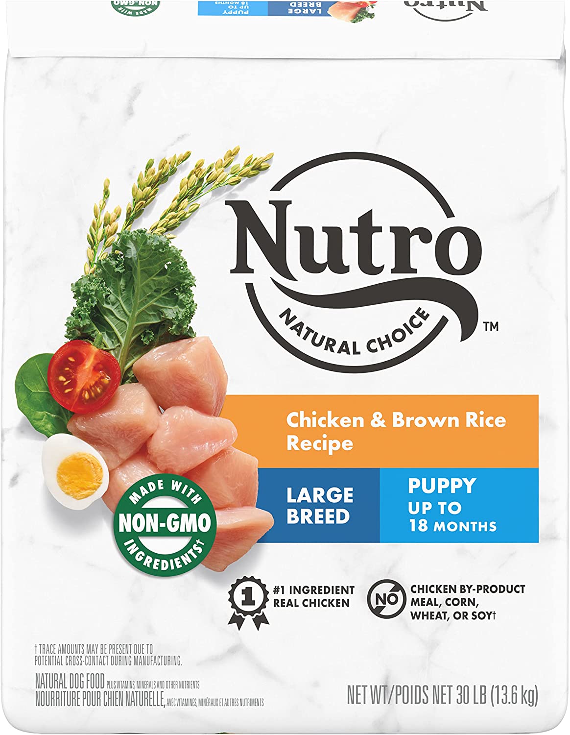 NUTRO NATURAL CHOICE Large Breed Puppy Dry Dog Food Chicken & Brown Rice Recipe 30 lb. bags