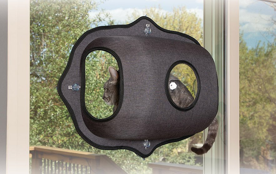 K&H Pet Products EZ Mount Bubble Pod Cat Window Perch. Dark Gray