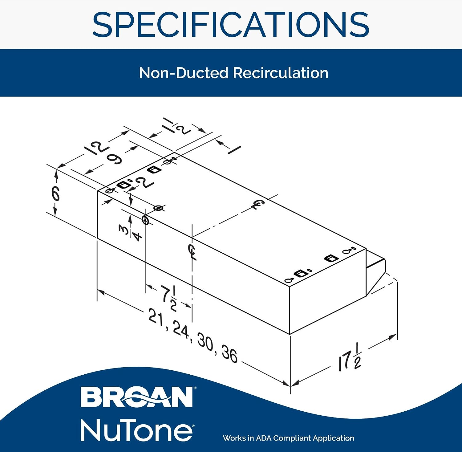 Broan-NuTone BUEZ130WW Non-Ducted Ductless Range Hood with Lights Exhaust Fan for Under Cabinet. 30-Inch. White