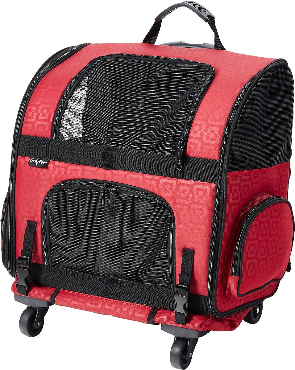 Gen7Pets Geometric Roller with Smart-Level Cat & Dog Carrier Backpack. Red. Up to 20 lbs